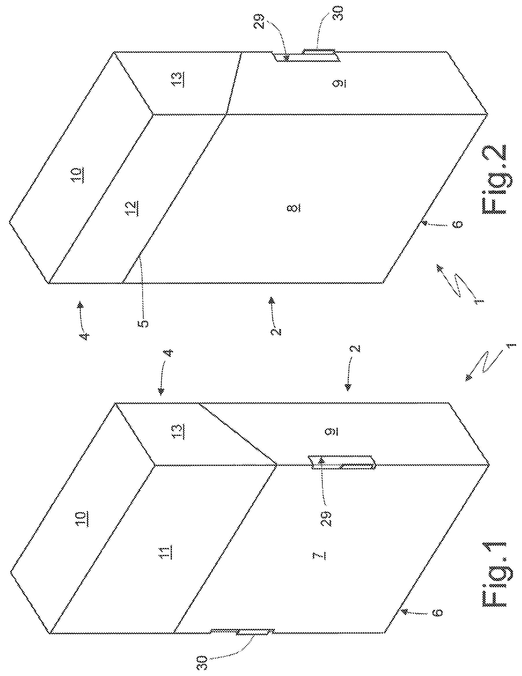 Patent US11772882 — Rigid pack for smoking articles provided with a hinged lid — Figure 1
