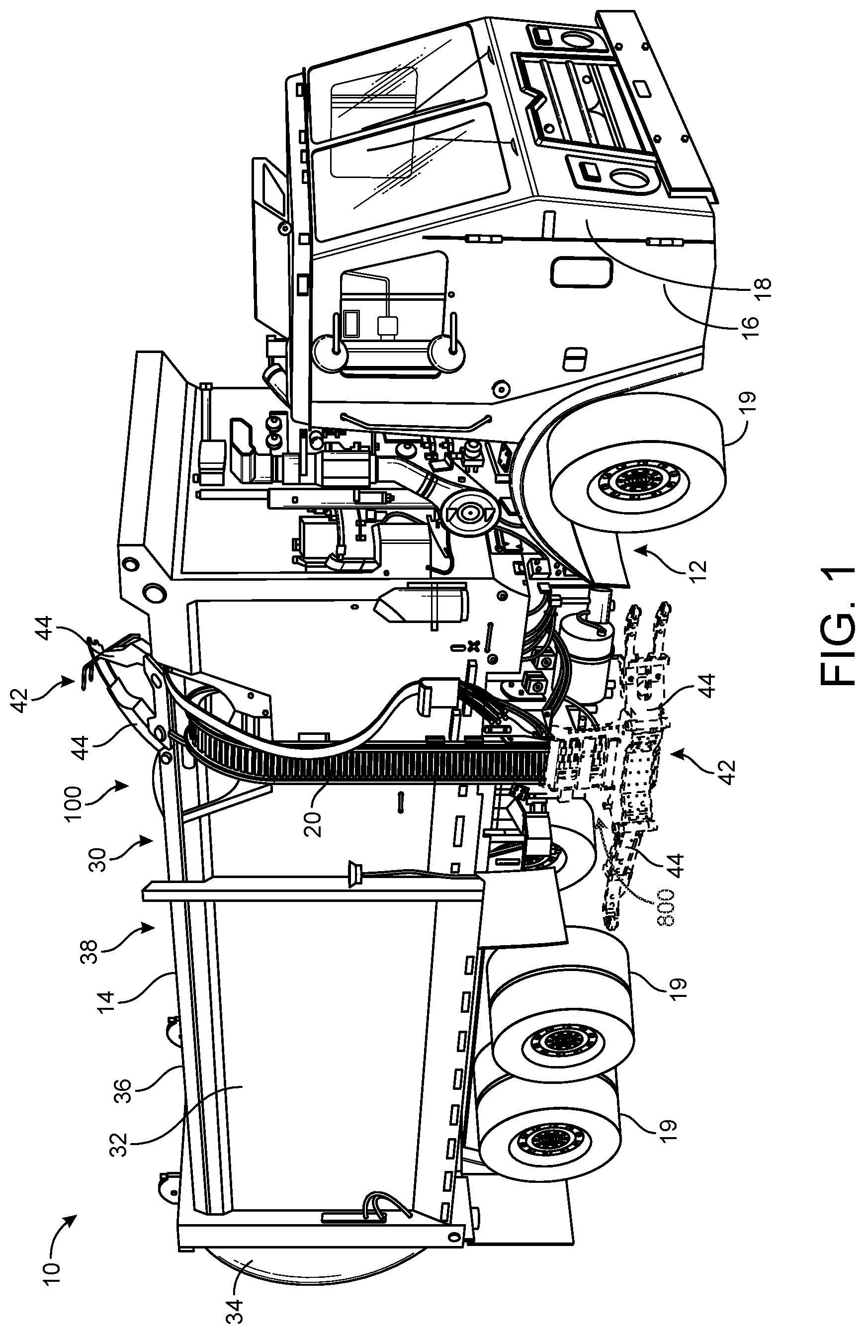 Patent US11772890 — Refuse vehicle with electric reach apparatus — Figure 1