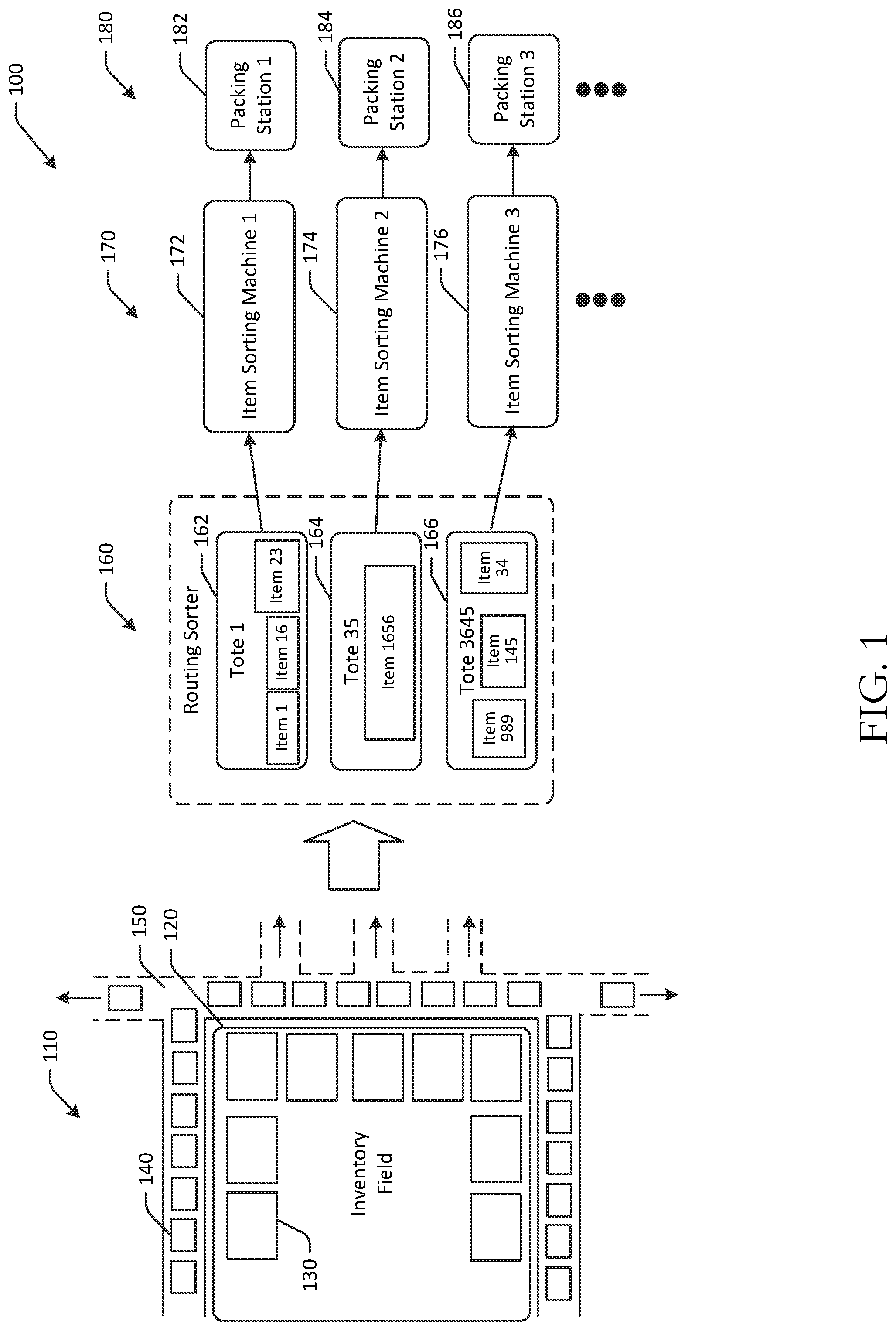 Patent US11772893 — Transition components for gaps in shuttle rails — Figure 1