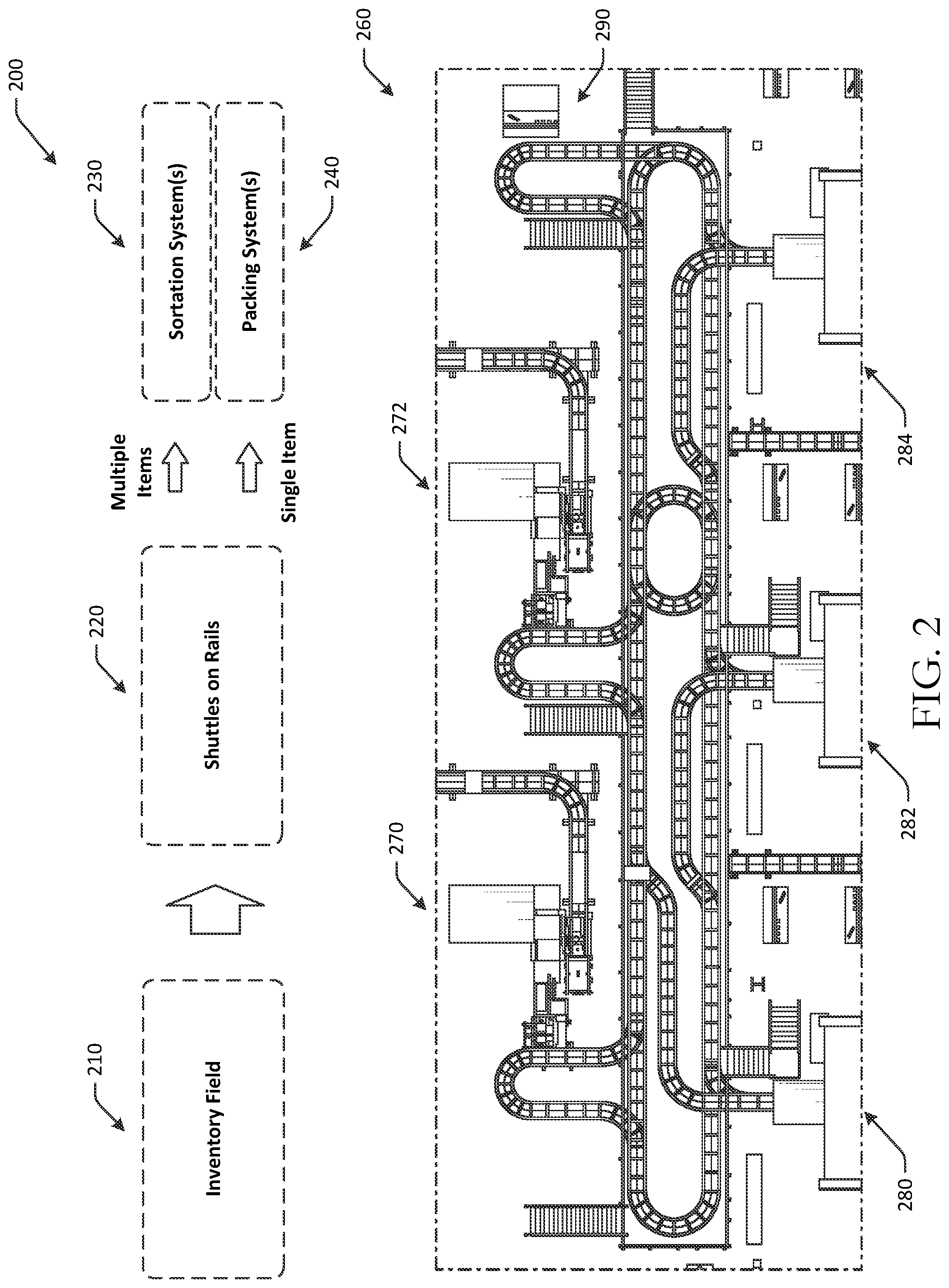 Patent US11772893 Figure 2 – Transition components for gaps in shuttle rails