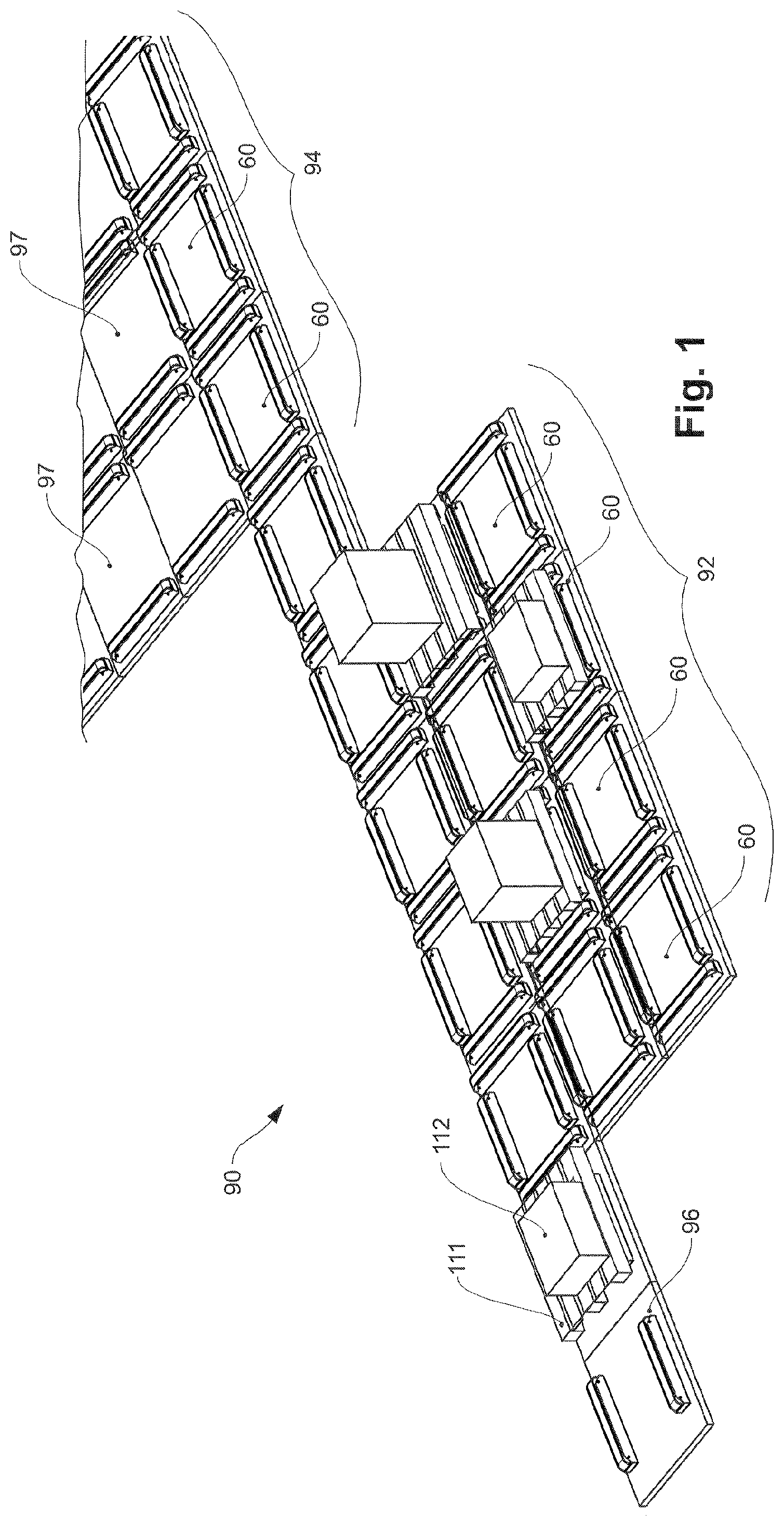 Patent US11772898 — Devices and installations for the automated storage and commissioning of goods and methods for operating such devices and installations — Figure 1