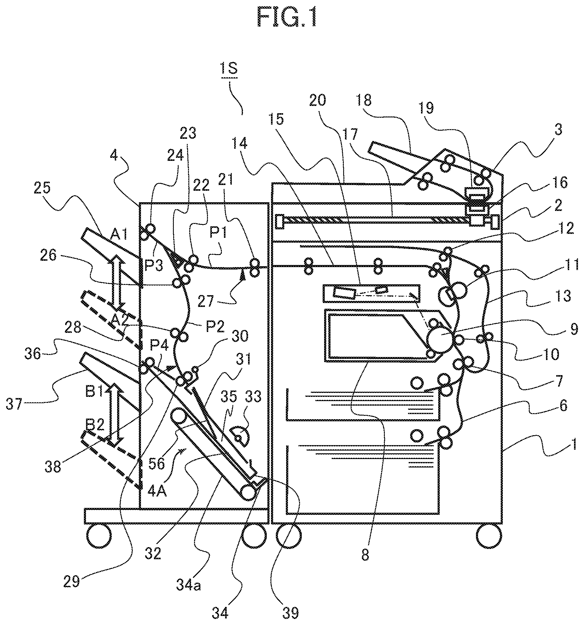 Patent US11772926 — Sheet discharging apparatus, sheet processing apparatus, and image forming system — Figure 1