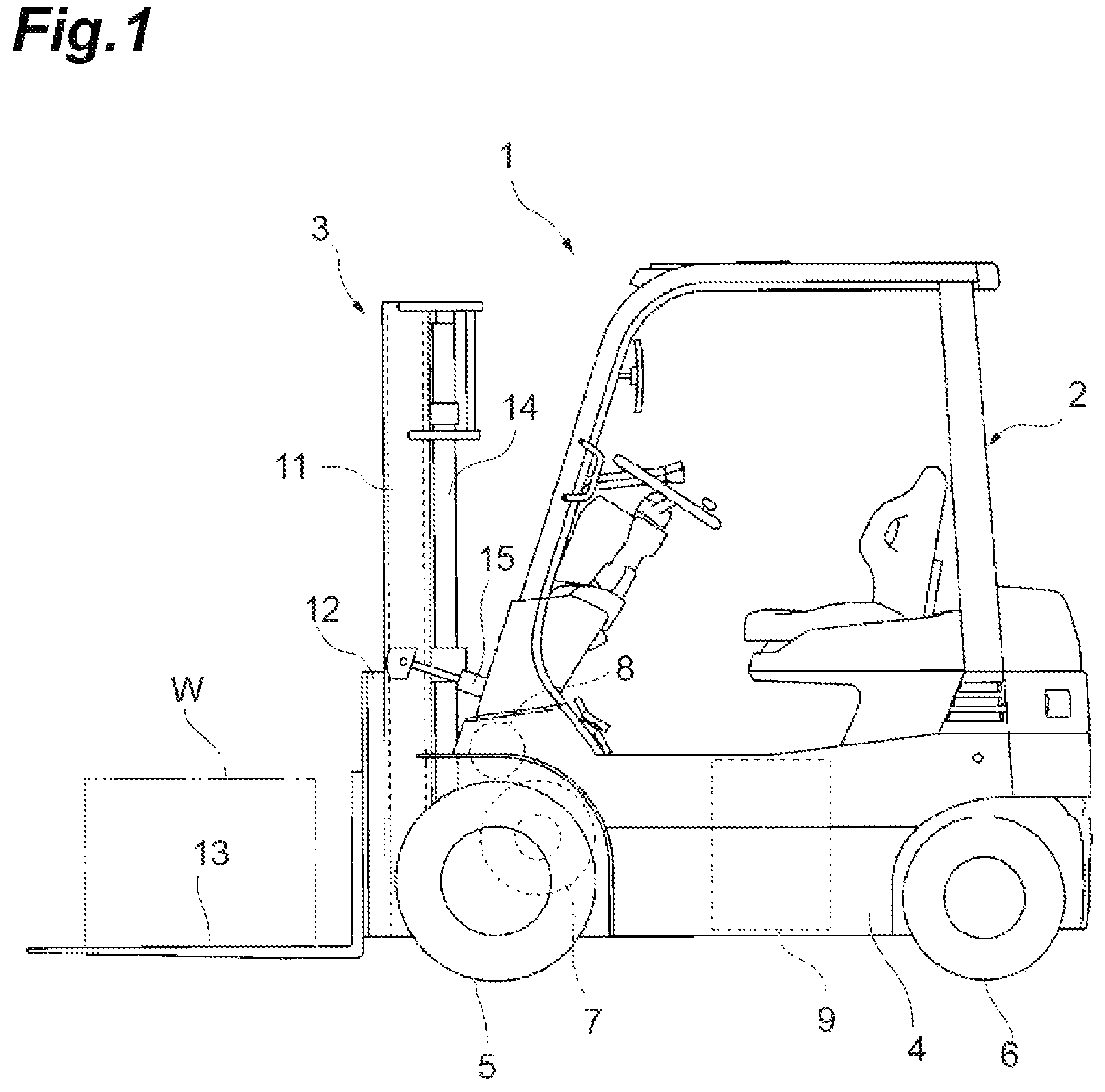Patent US11772946 — Device for estimating center of gravity of cargo vehicle — Figure 1