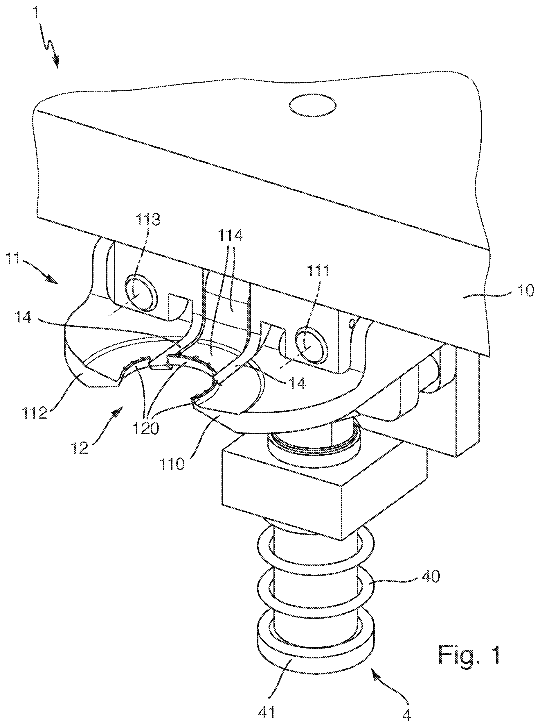 Patent US11772949 — Device for holding a container and closing device — Figure 1