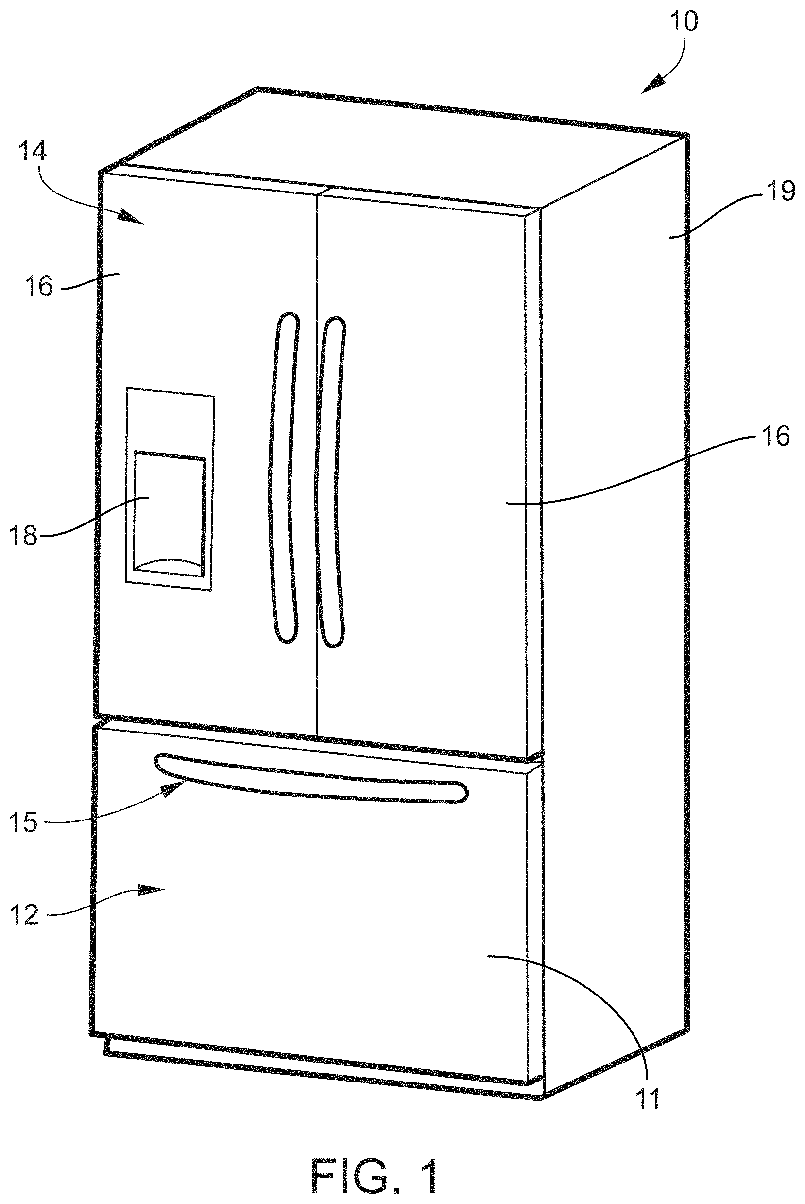 Patent US11772953 — Automatic water dispenser for refrigerator — Figure 1