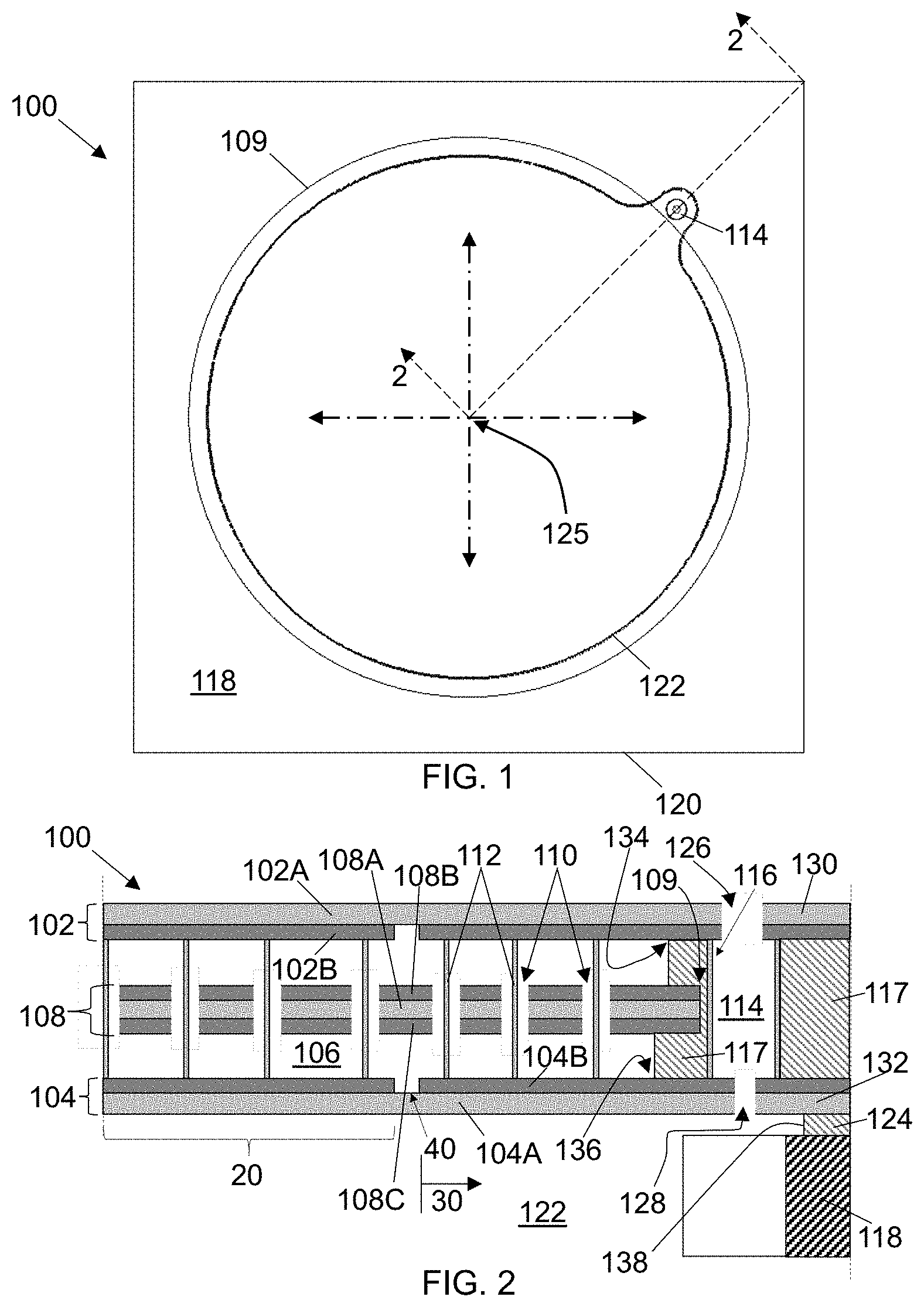 Patent US11772961 — MEMS device with perimeter barometric relief pierce — Figure 1