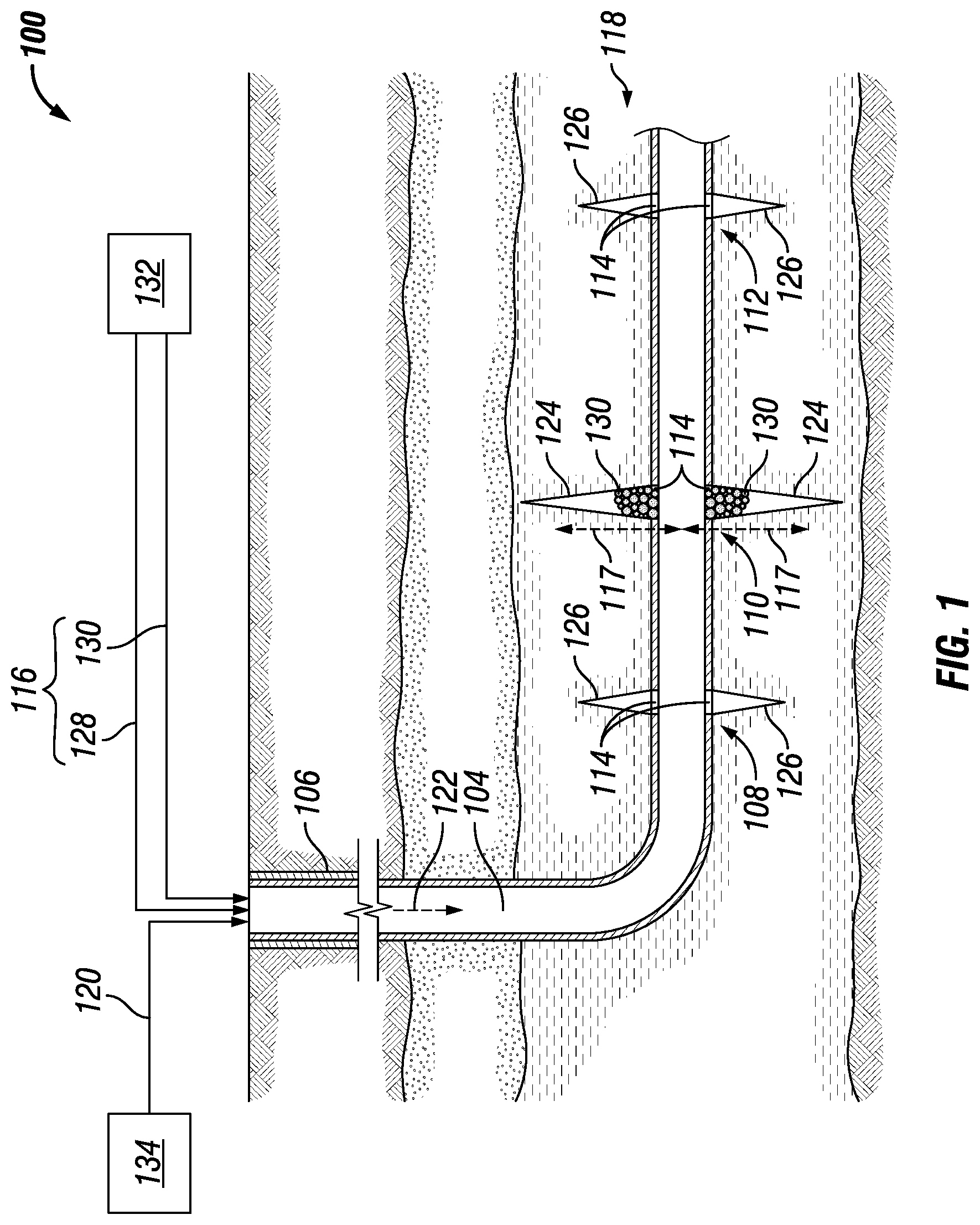 Patent US11773314 — Methods for fracturing a subterranean formation by using flow constraint material — Figure 1