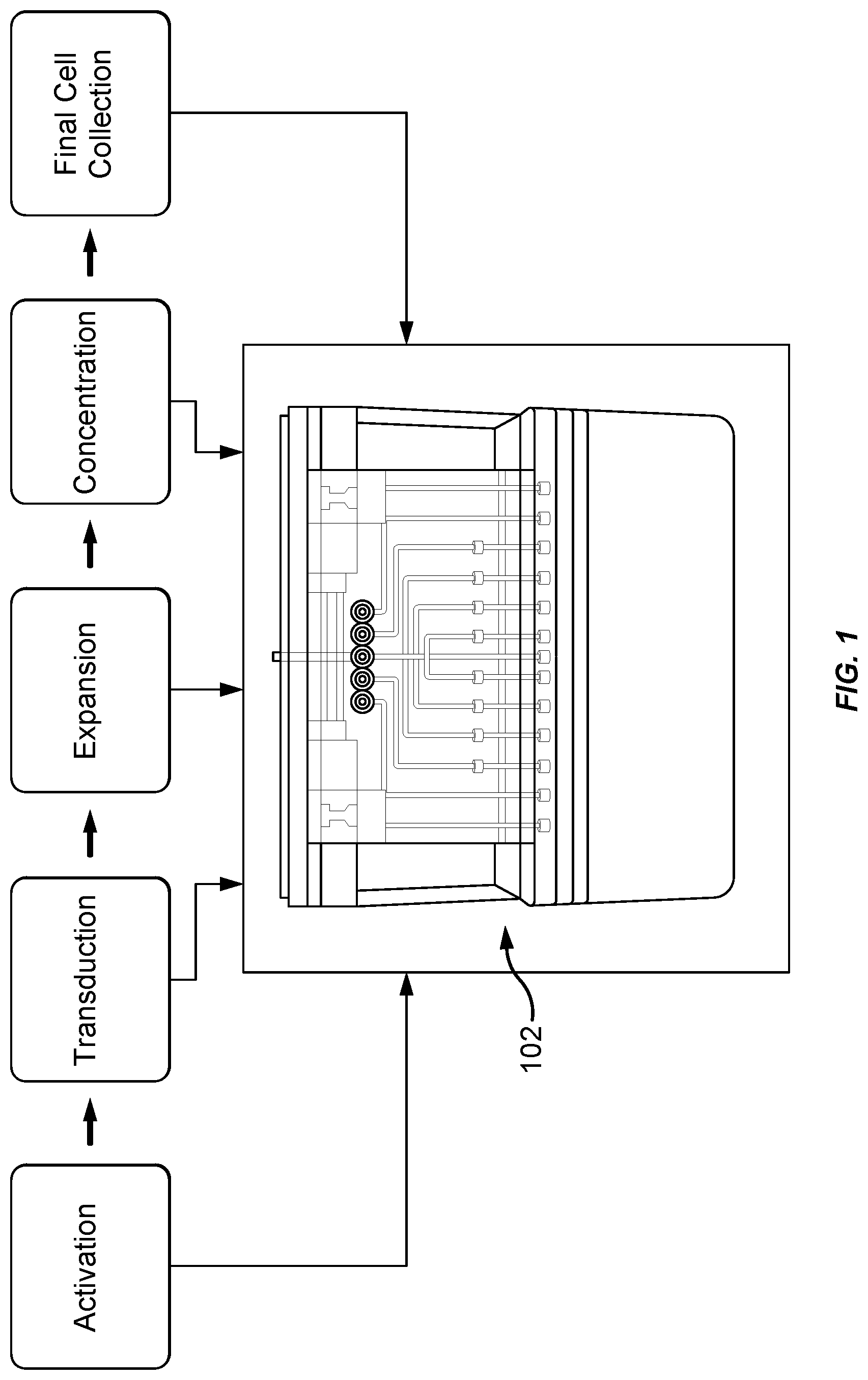 Patent US11773365 — Cell concentration methods and devices for use in automated bioreactors — Figure 1