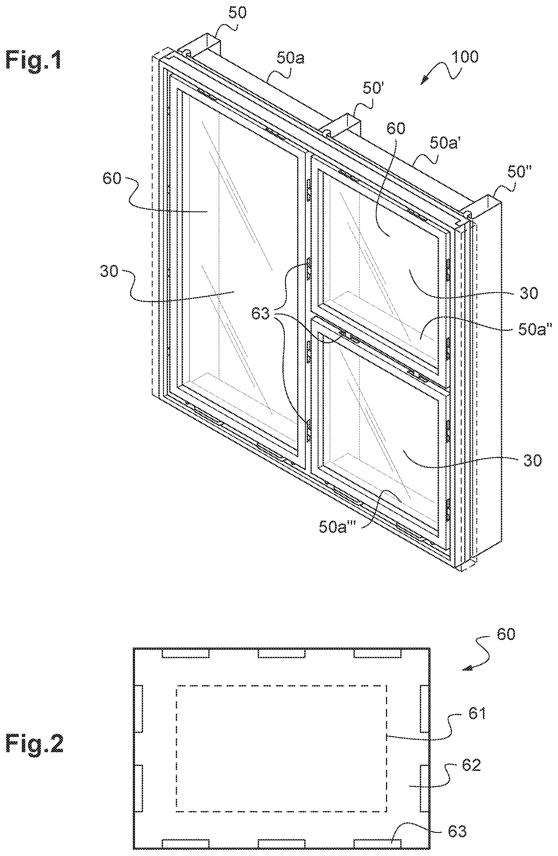 Patent US11773588 — Toggle insert for receiving a toggle assembly in a steel curtain wall structure — Figure 1