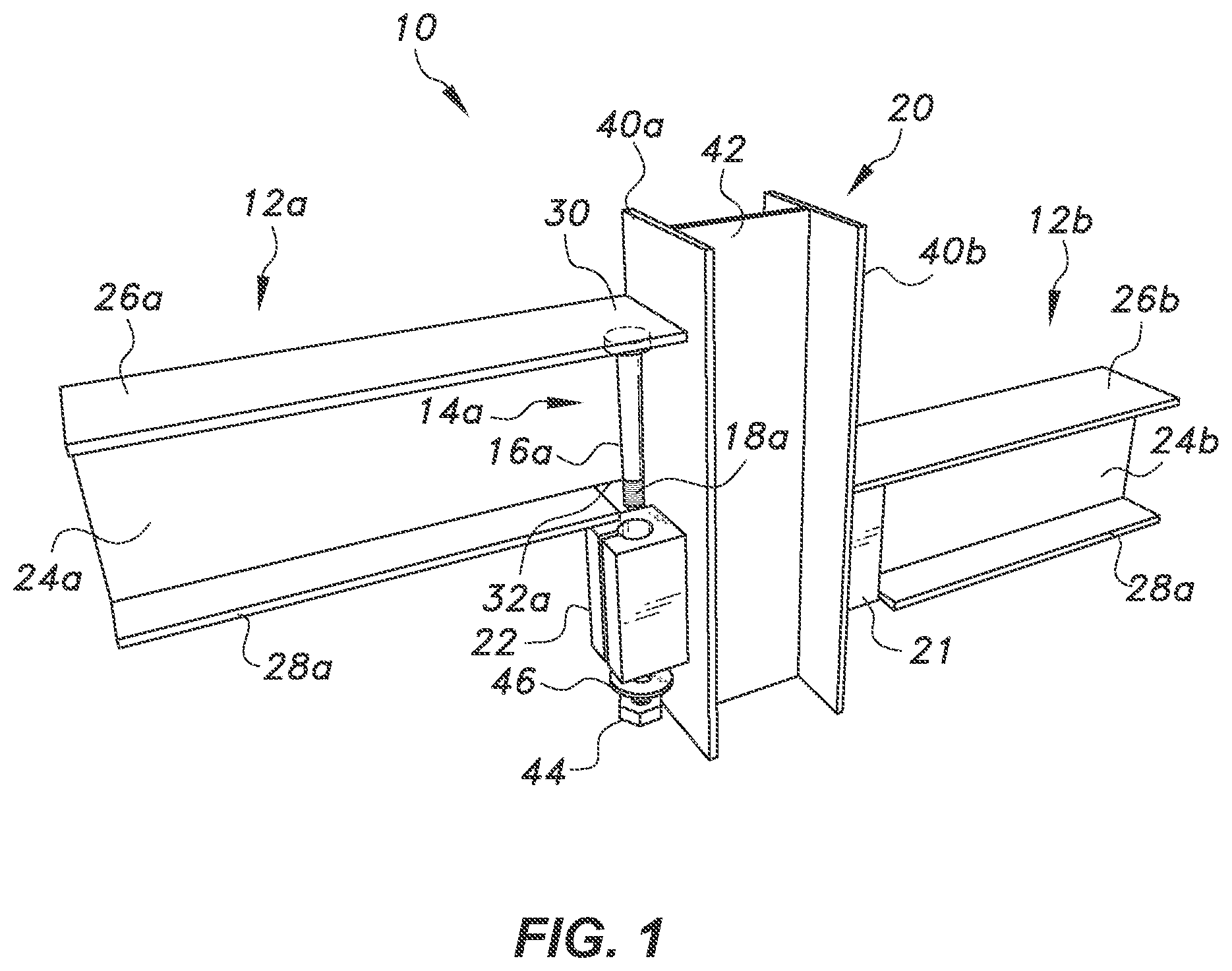 Patent US11773593 — Shear beam-column connection — Figure 1