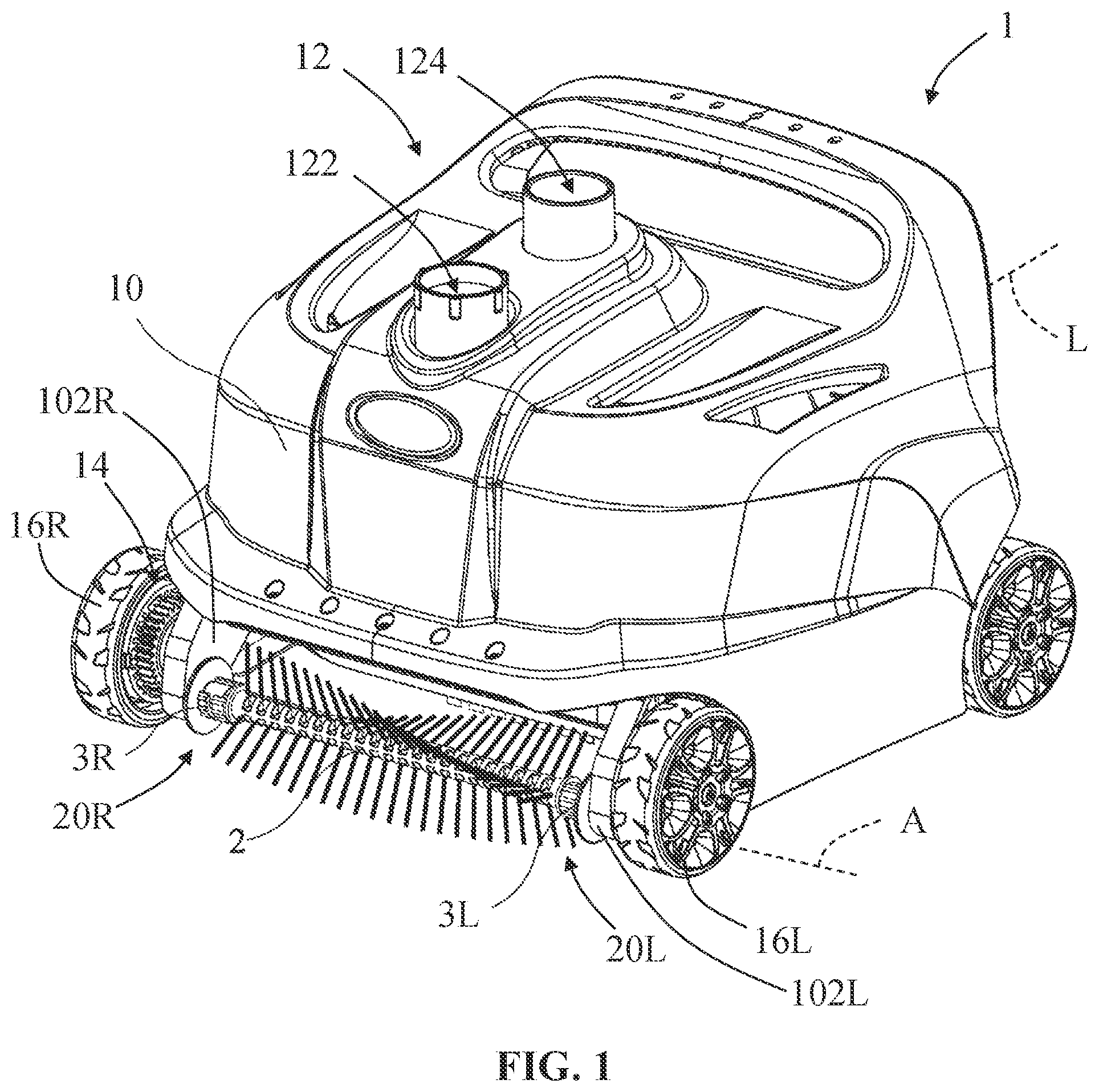 Patent US11773614 — Pool cleaner with releasable brush assembly — Figure 1