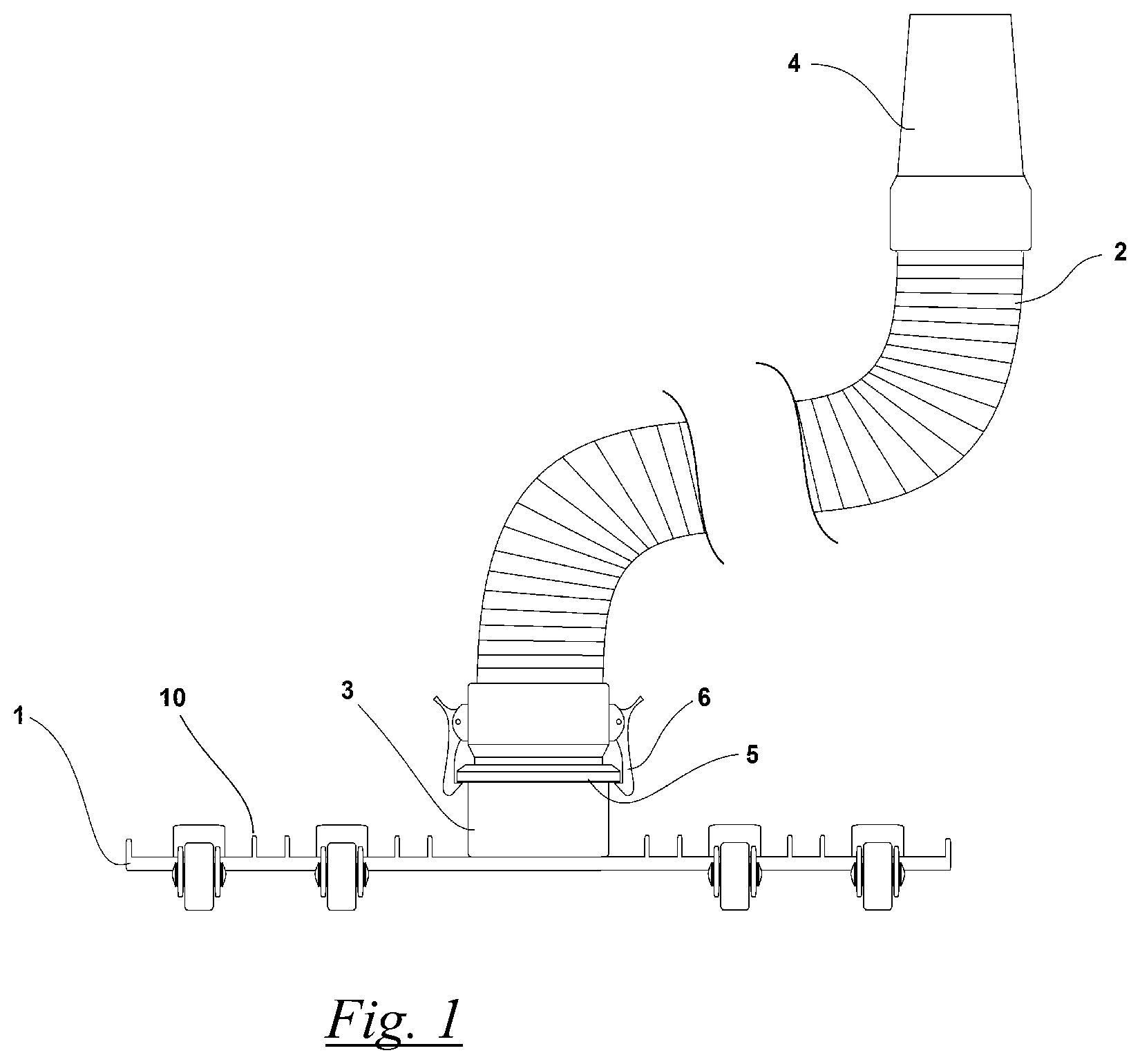 Patent US11773615 — Vacuum head and hose apparatus and related methods — Figure 1