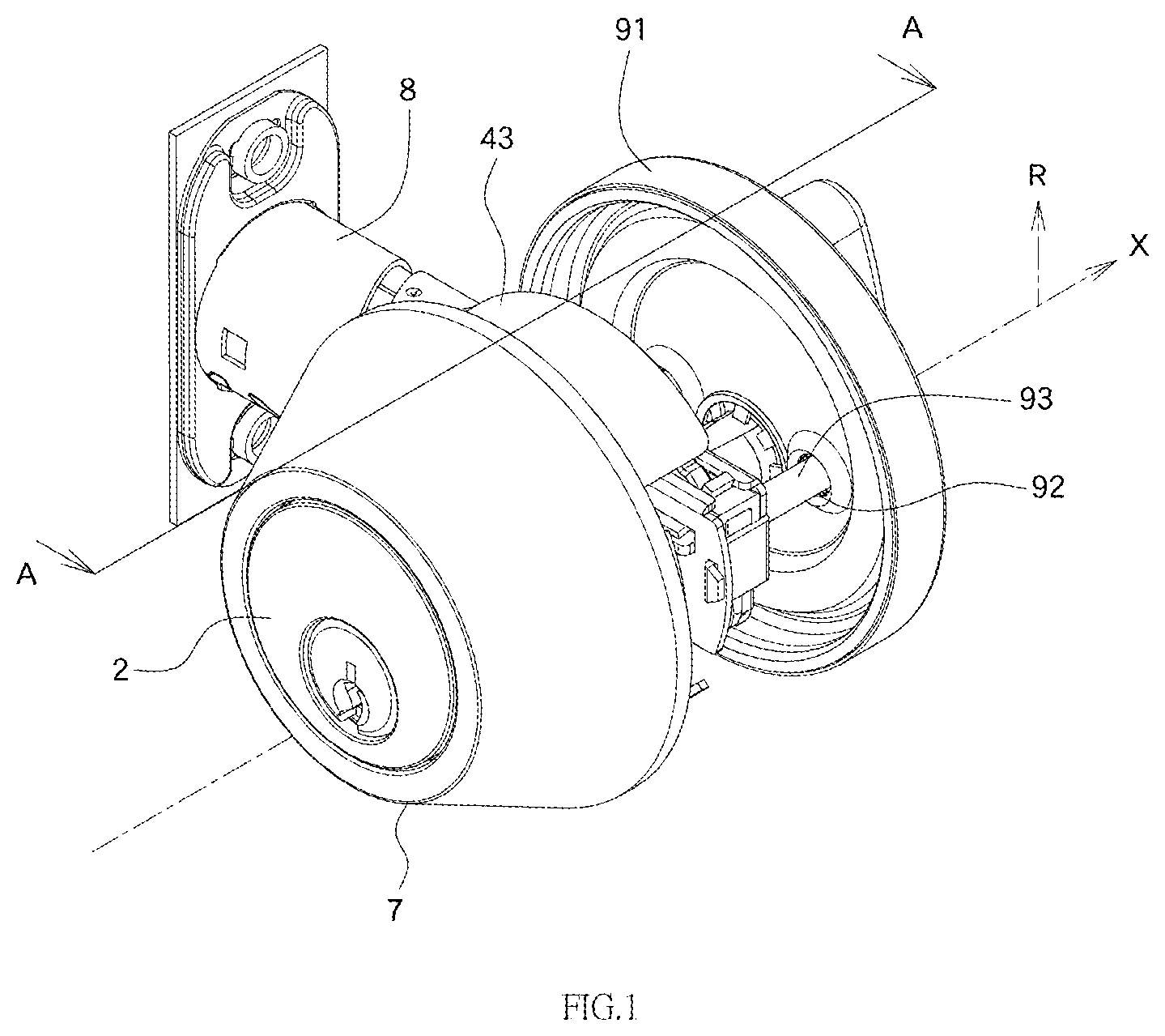 Patent US11773620 — Auxiliary lock with reinforcement structure — Figure 1