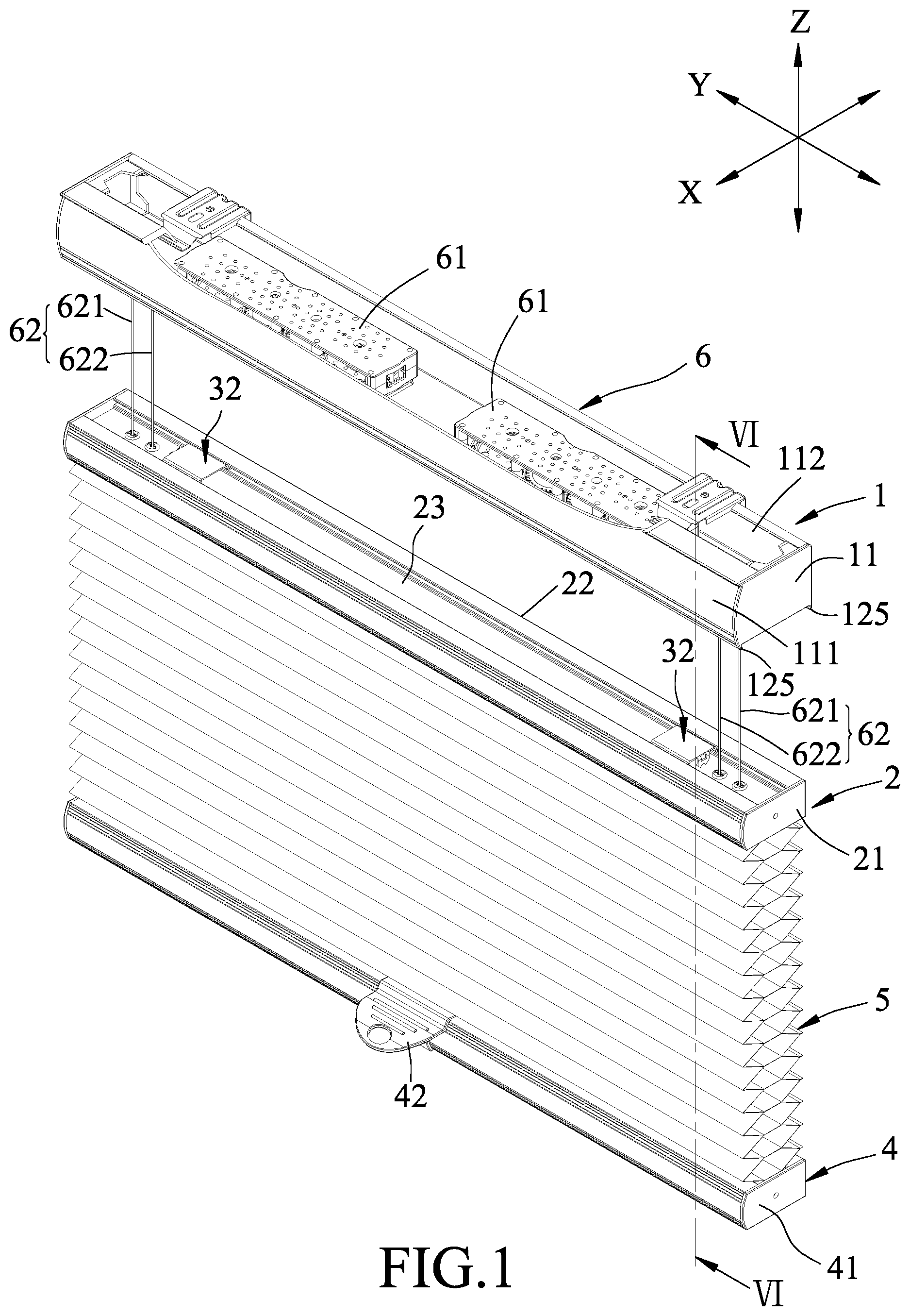 Patent US11773648 — Cellular shade — Figure 1