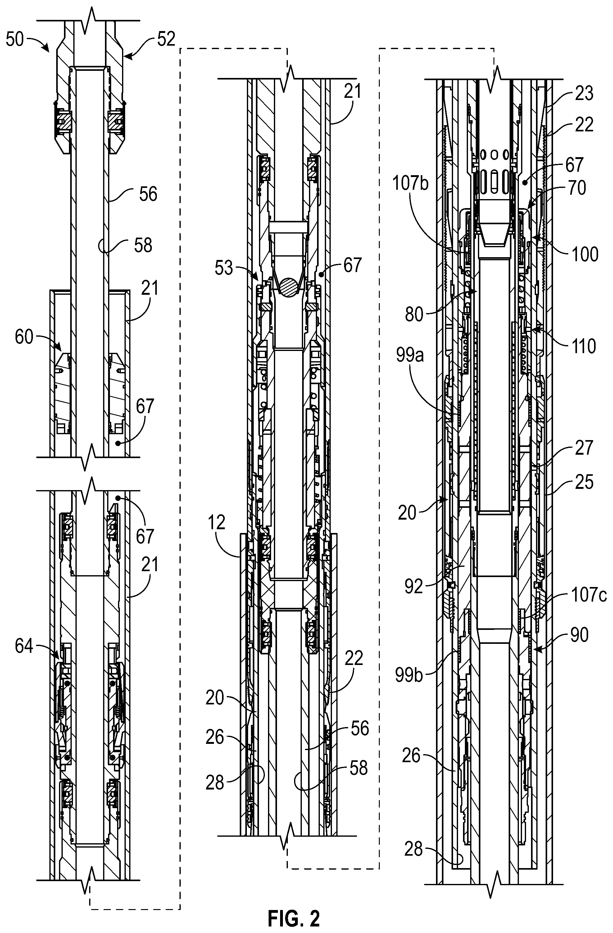 Patent US11773672 Figure 2 – Debris exclusive-pressure intensified-pressure balanced setting tool for liner hanger