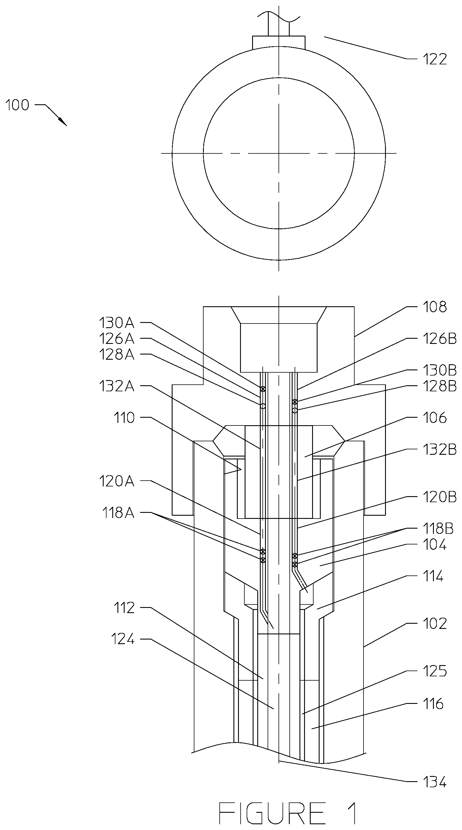 Patent US11773678 Figure 1 – Barrier arrangement in wellhead assembly