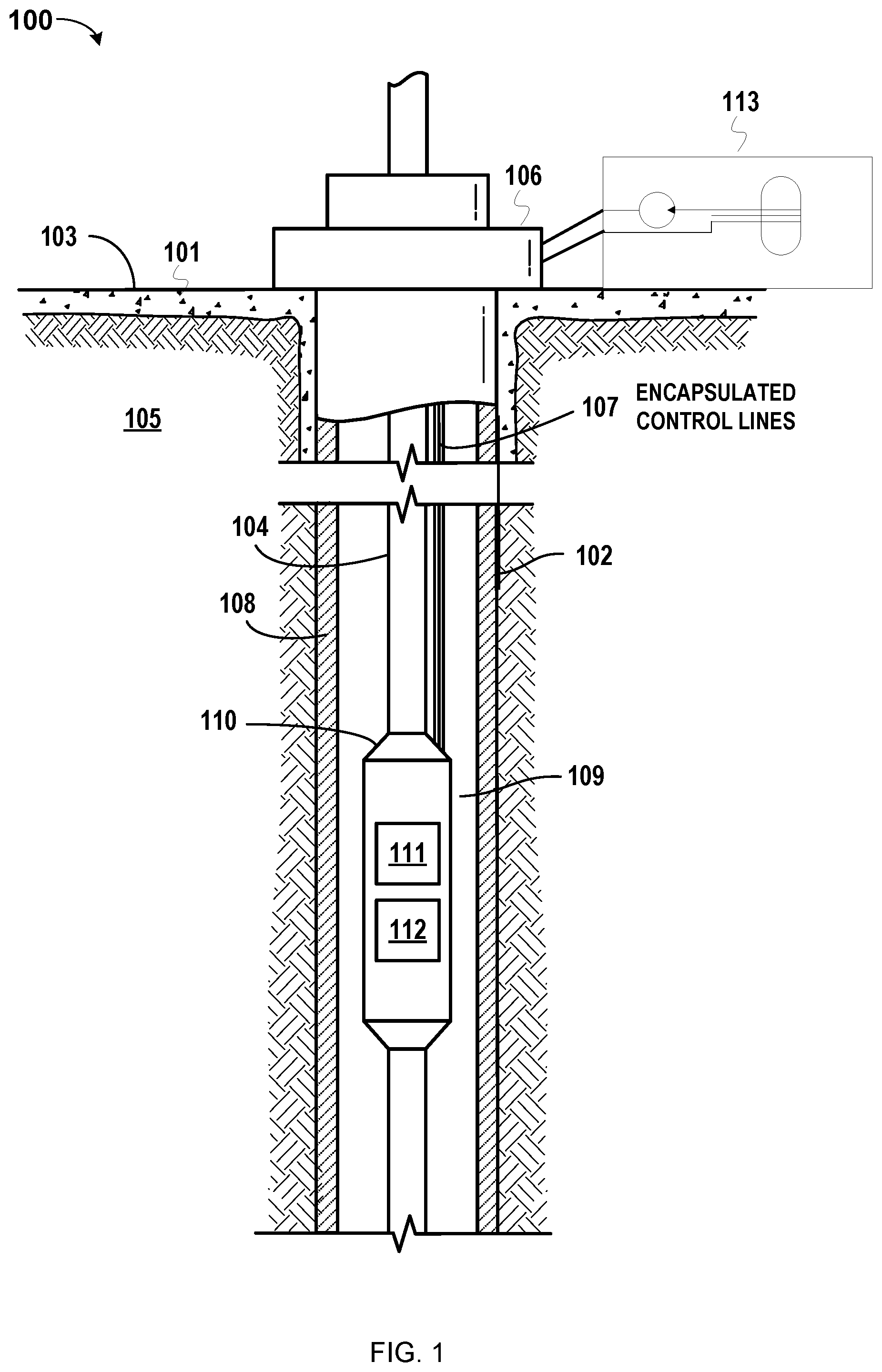Patent US11773687 — Single solenoid electro-hydraulic control system to actuate downhole valves — Figure 1