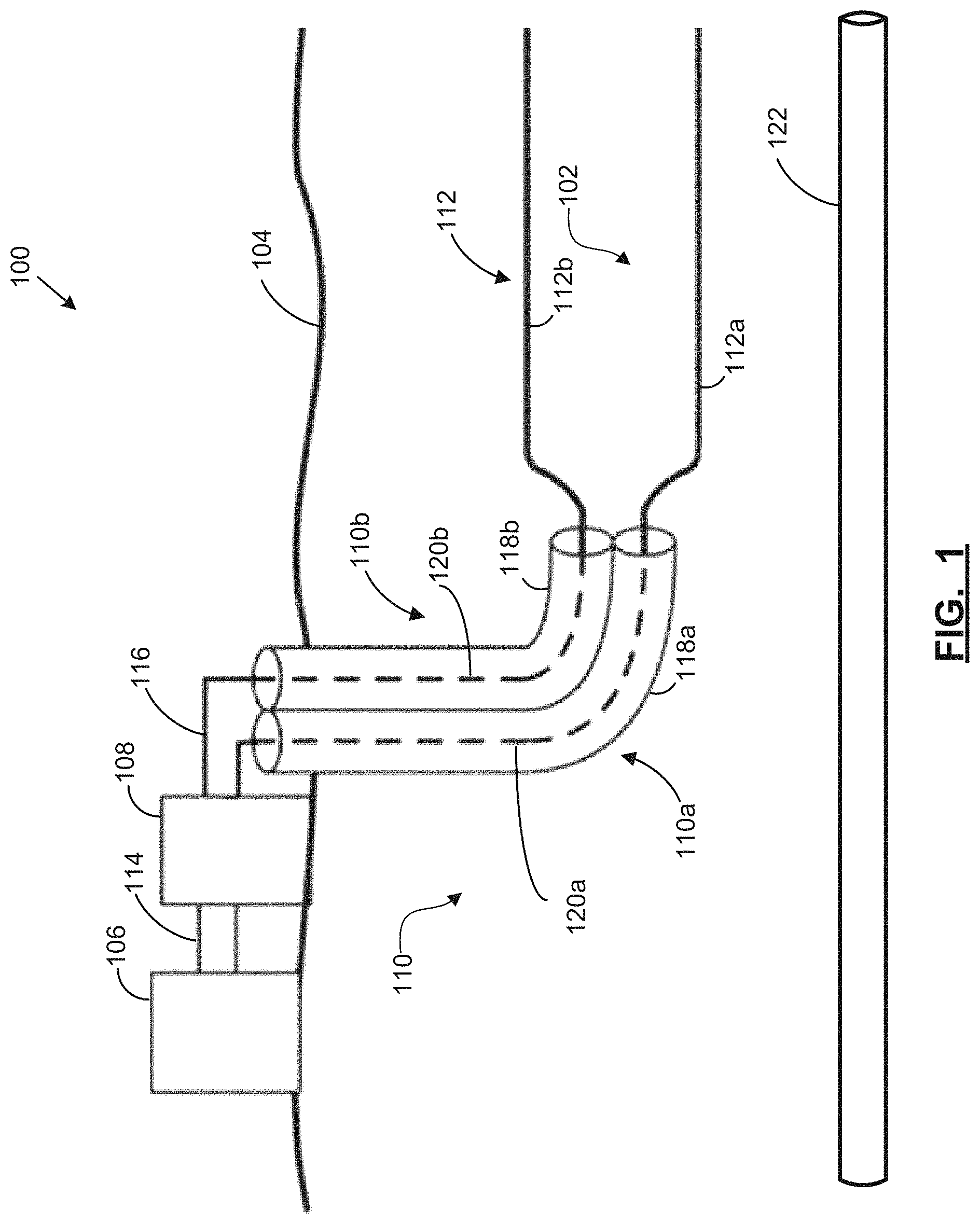 Patent US11773706 — Non-equidistant open transmission lines for electromagnetic heating and method of use — Figure 1