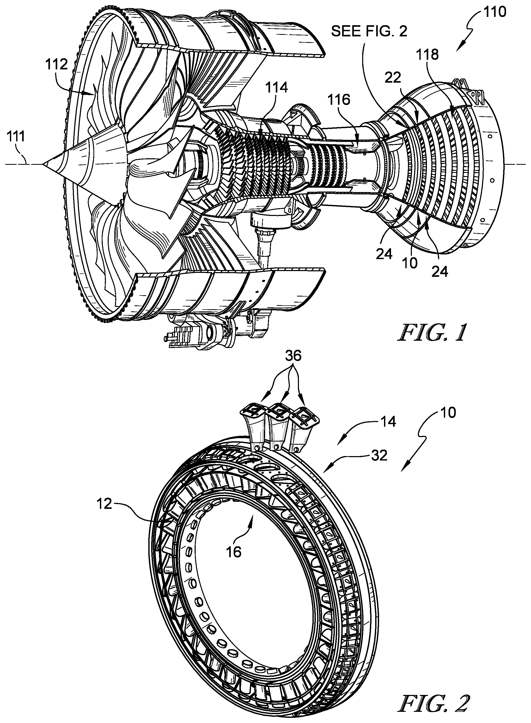 Patent US11773735 — Vane ring assembly with ceramic matrix composite airfoils — Figure 1