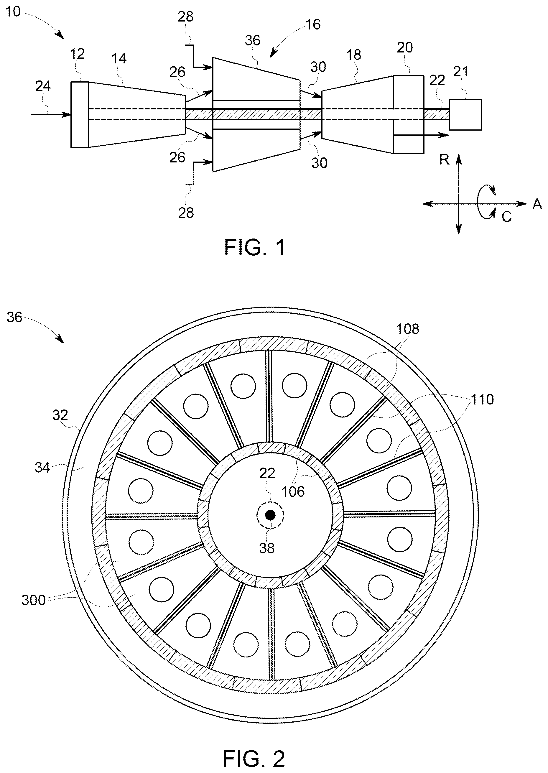 Patent US11773739 — Curved seal for adjacent gas turbine components — Figure 1