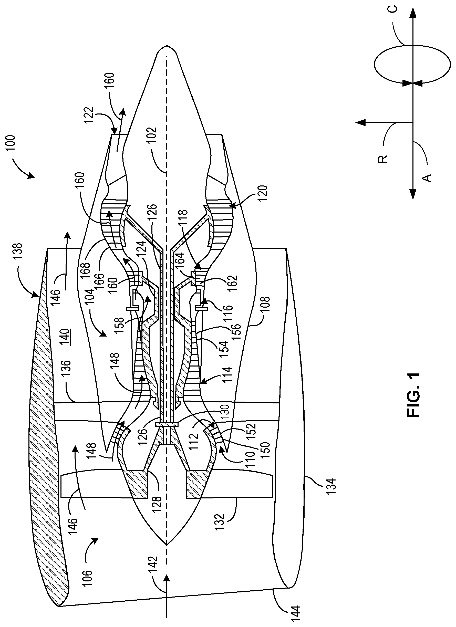Patent US11773741 Figure 1 – Compliant shroud designs with variable stiffness