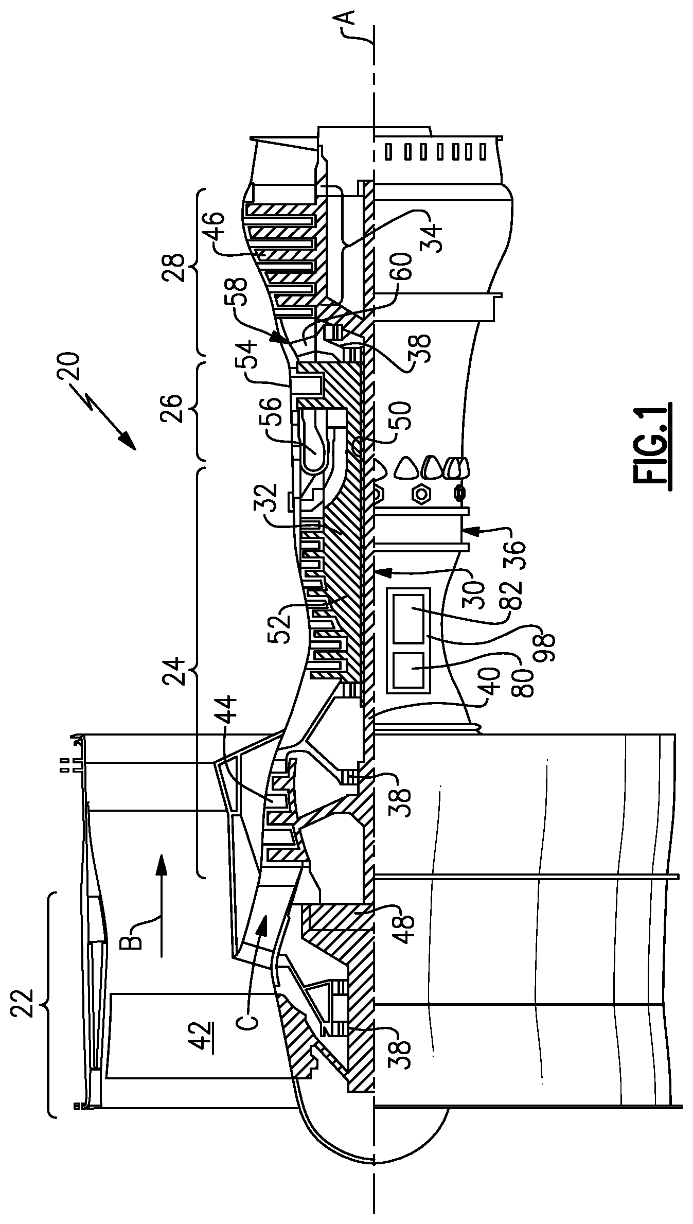 Patent US11773786 — Fundamental gear system architecture — Figure 1