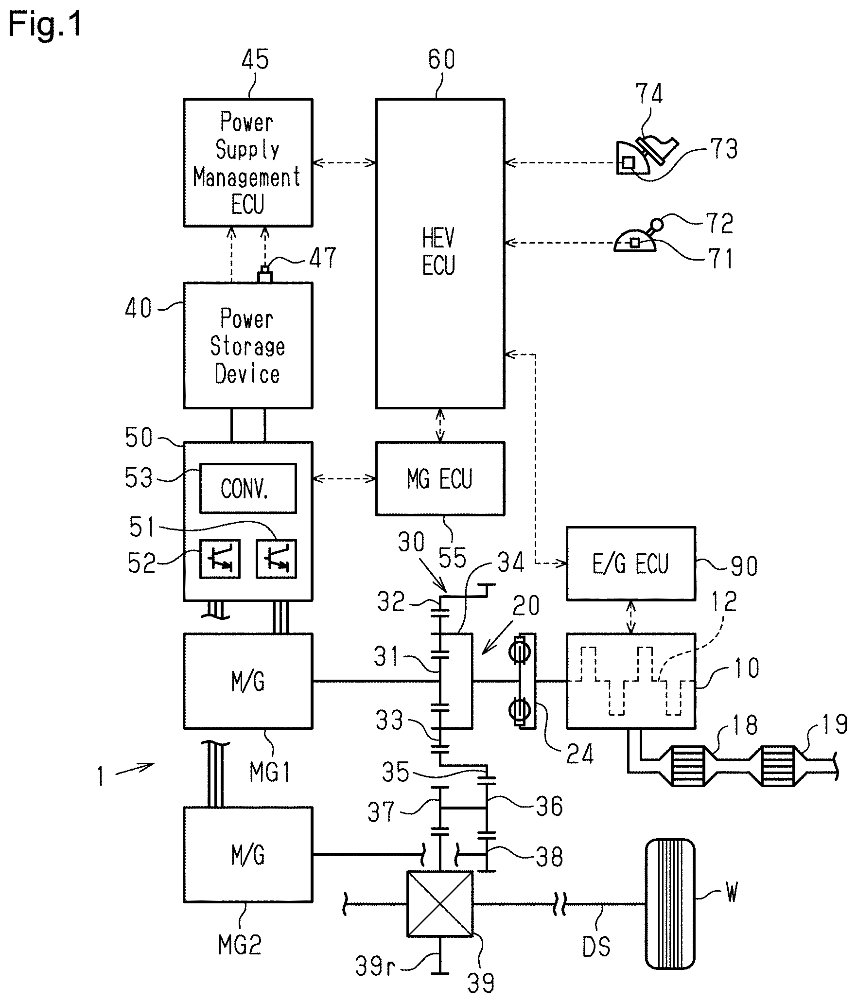 Patent US11773800 — Controller and control method for hybrid electric vehicle — Figure 1