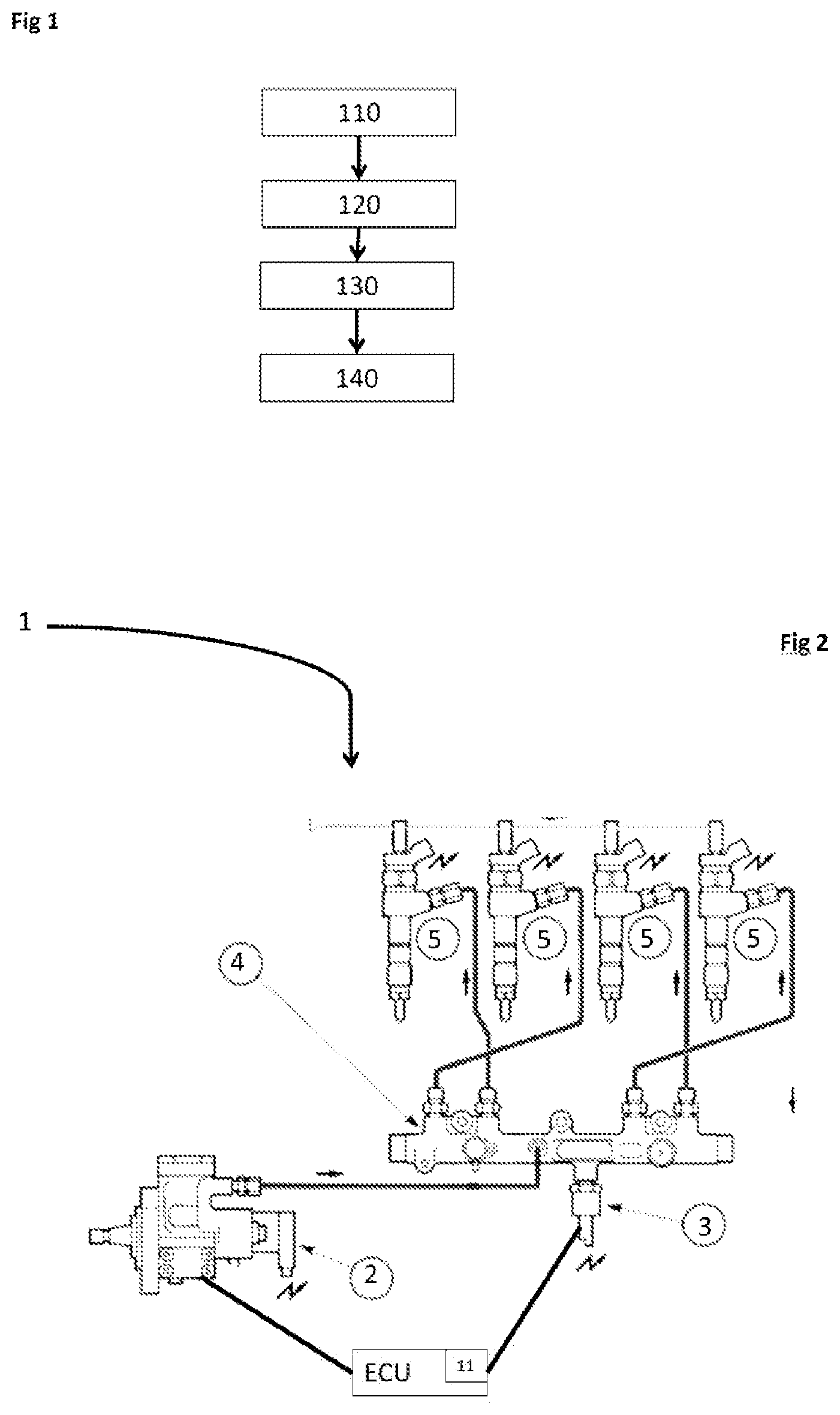 Patent US11773801 — Diagnosis of the condition of a pump in an injection system for diesel engine — Figure 1