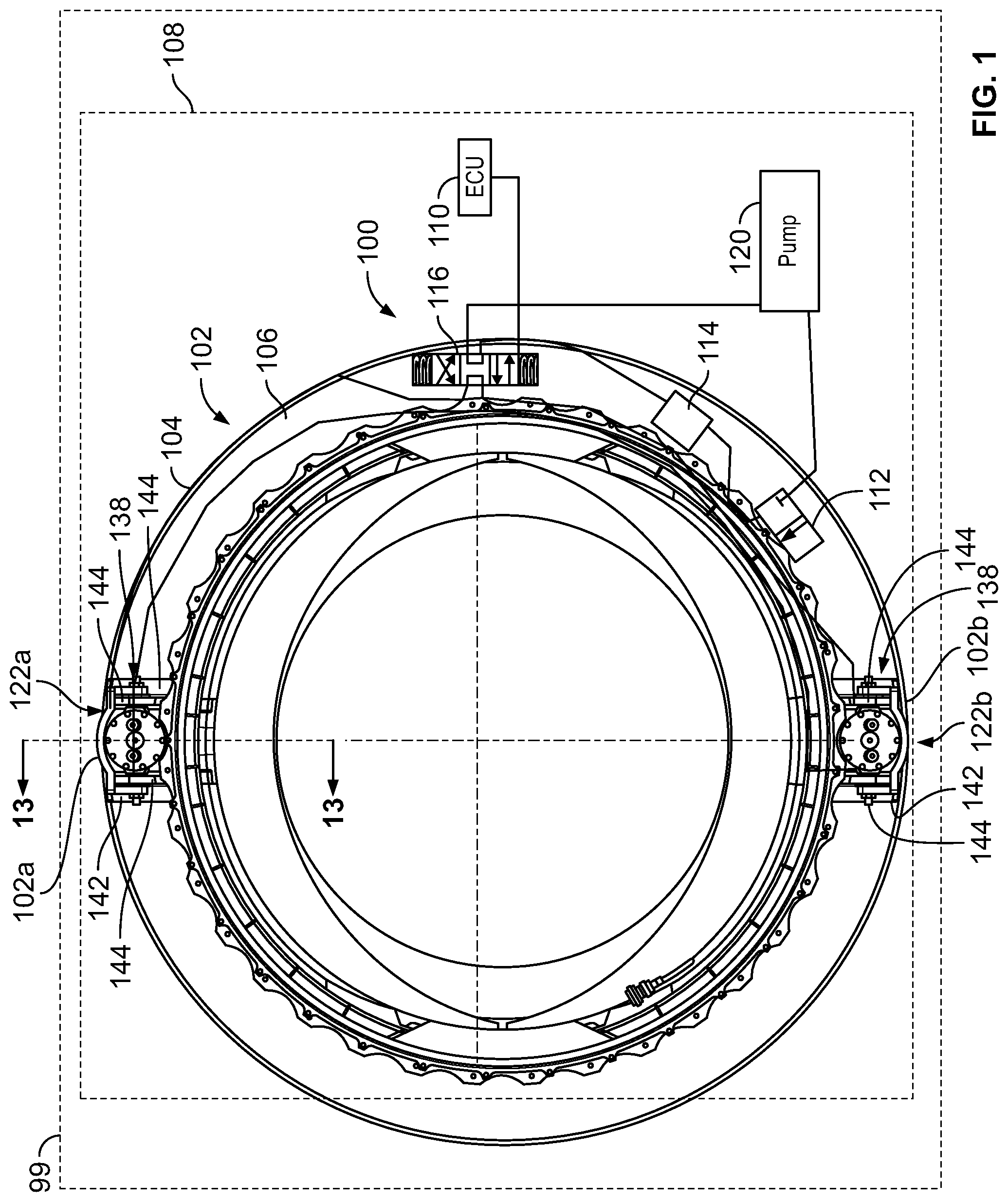 Patent US11773807 — Actuator systems for thrust reverser — Figure 1