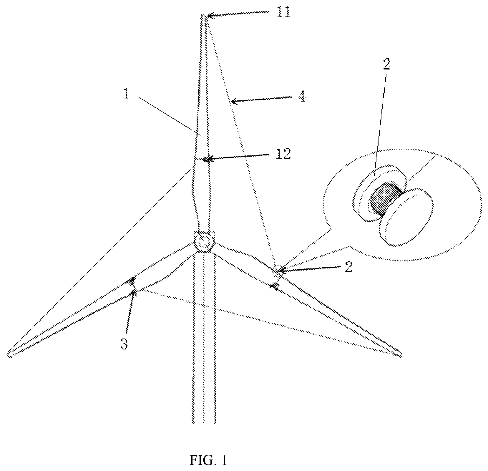 Patent US11773820 — Active folding wind turbine capable of resisting severe typhoons — Figure 1