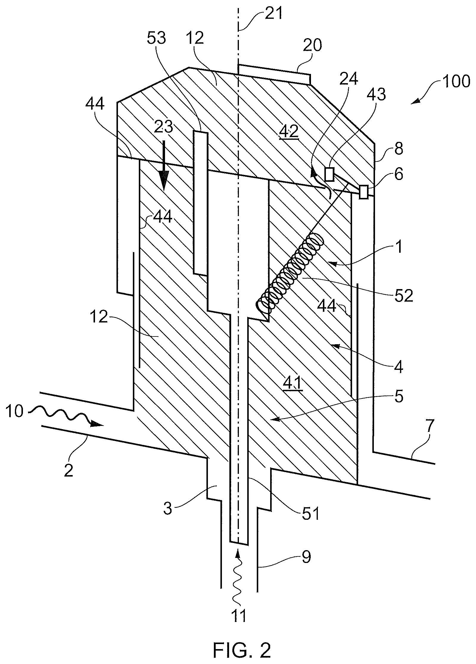 Patent US11773841 Figure 2 – Liquid dispenser comprising piezoelectric detector