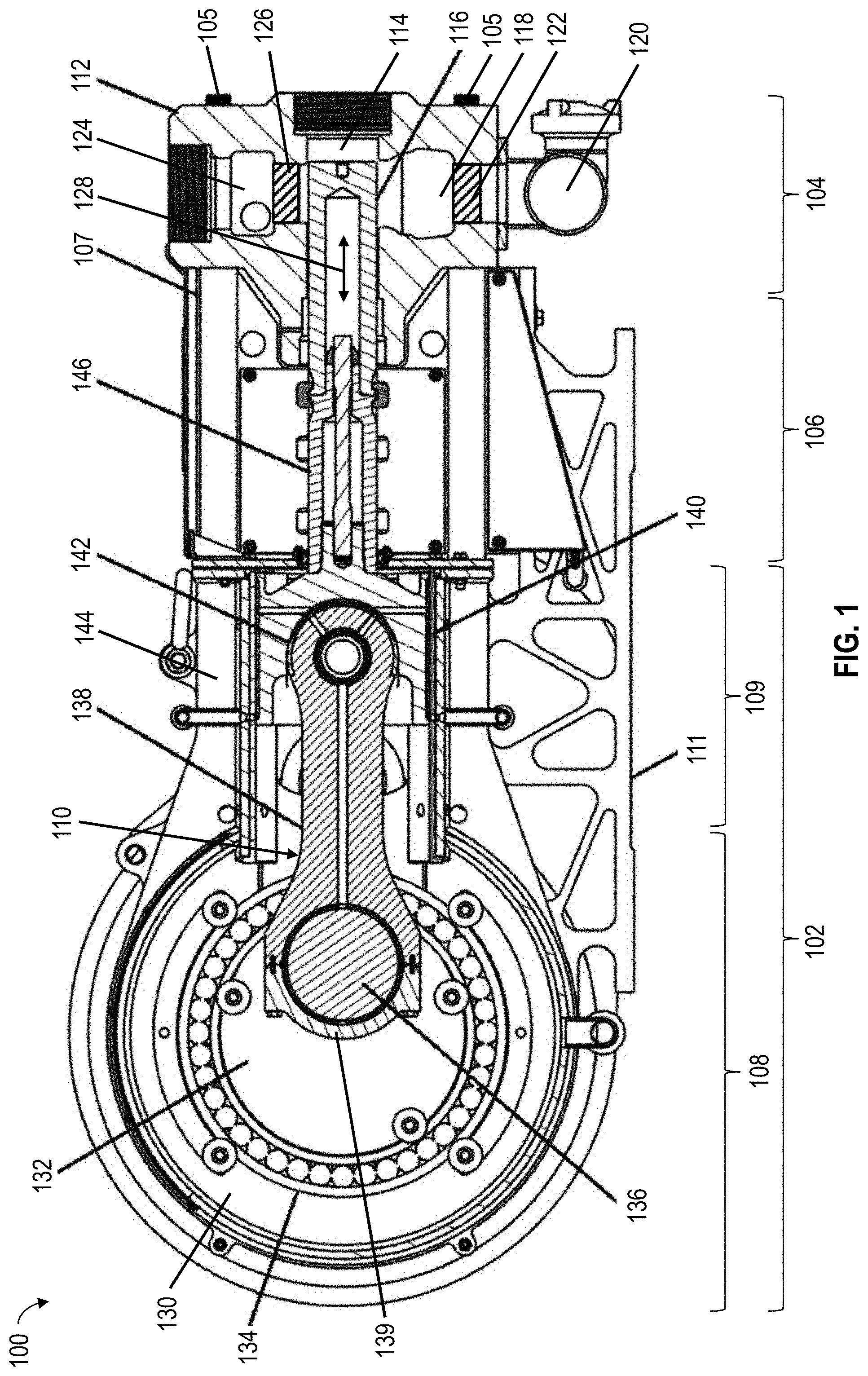 Patent US11773843 Figure 1 – Integral reciprocating pump structure supporting spacer section