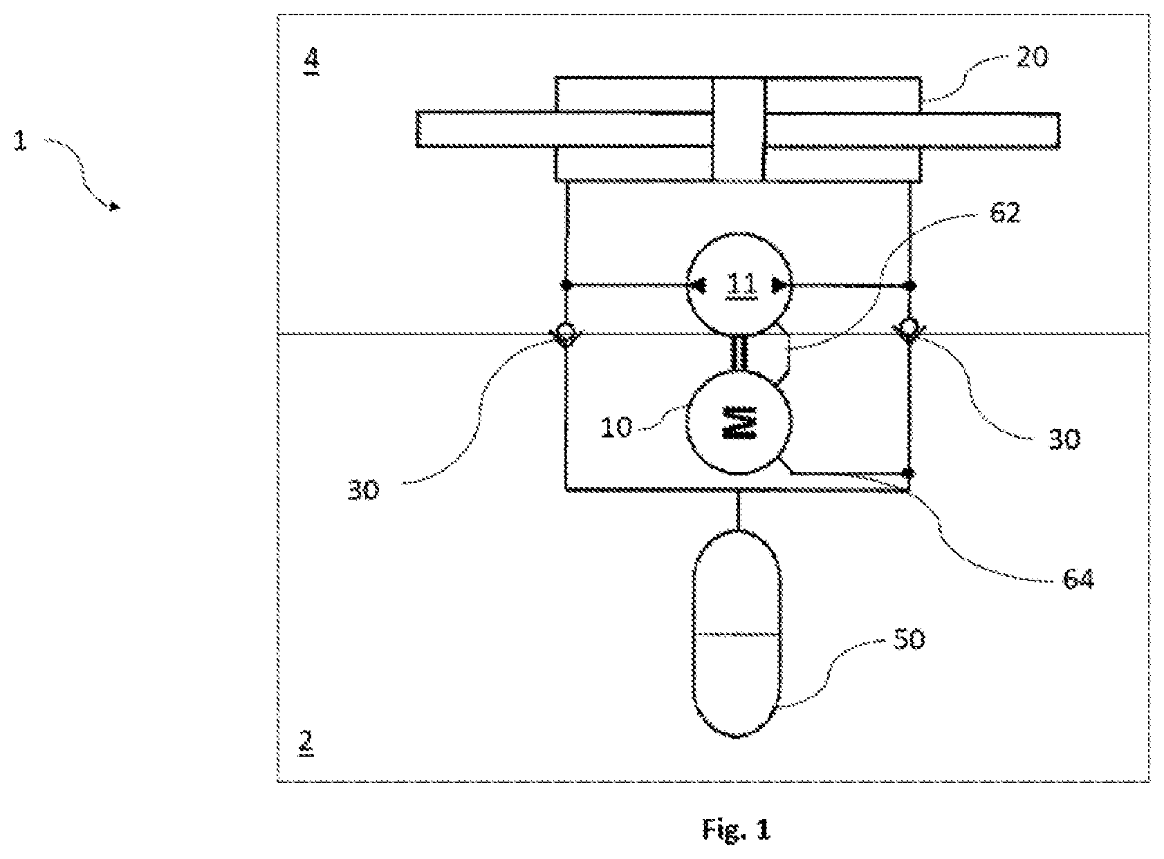 Patent US11773882 — Motor cooling via hydraulic fluid — Figure 1