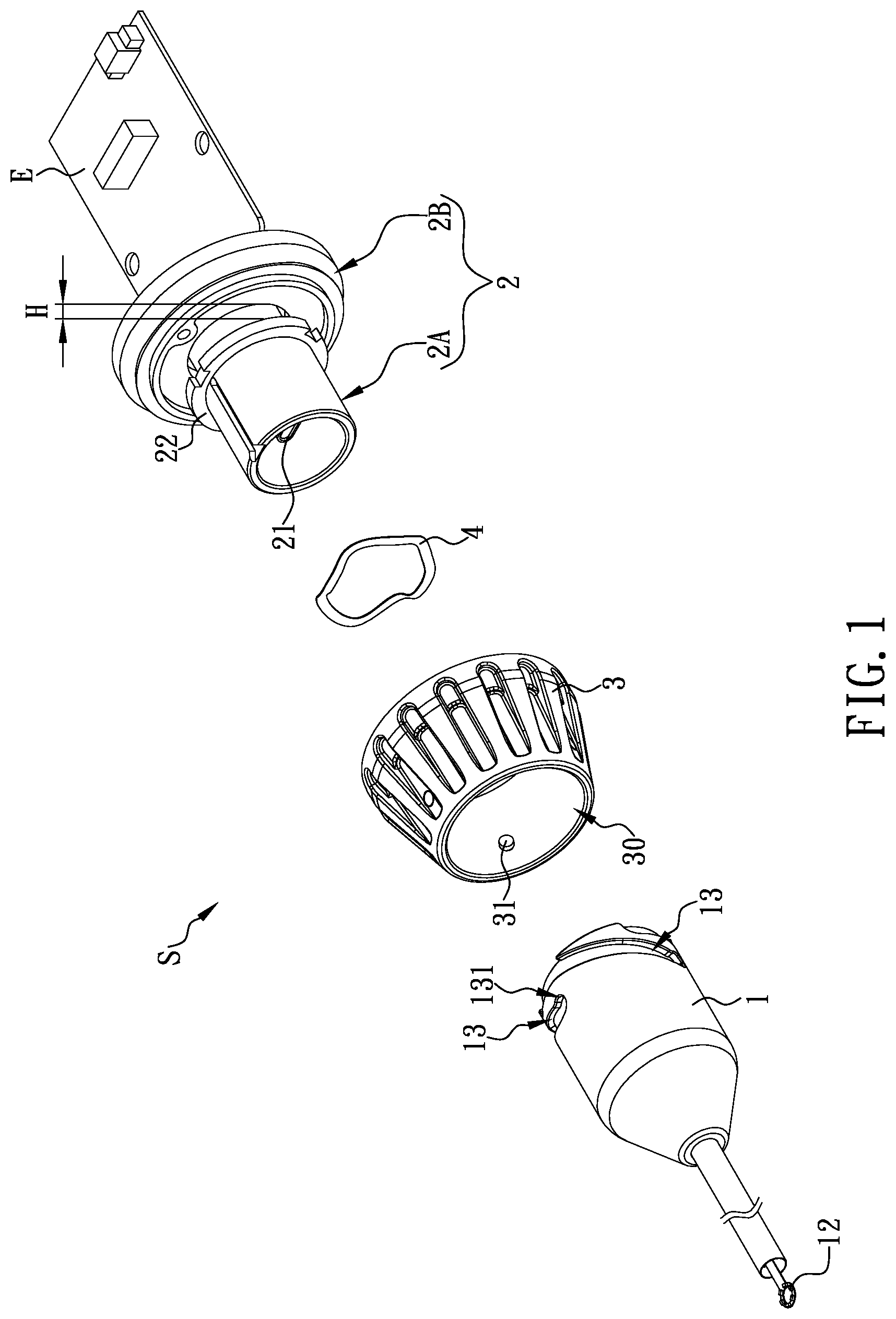 Patent US11773890 — Quick connector with compressive and rotational locking and unlocking mechanism — Figure 1