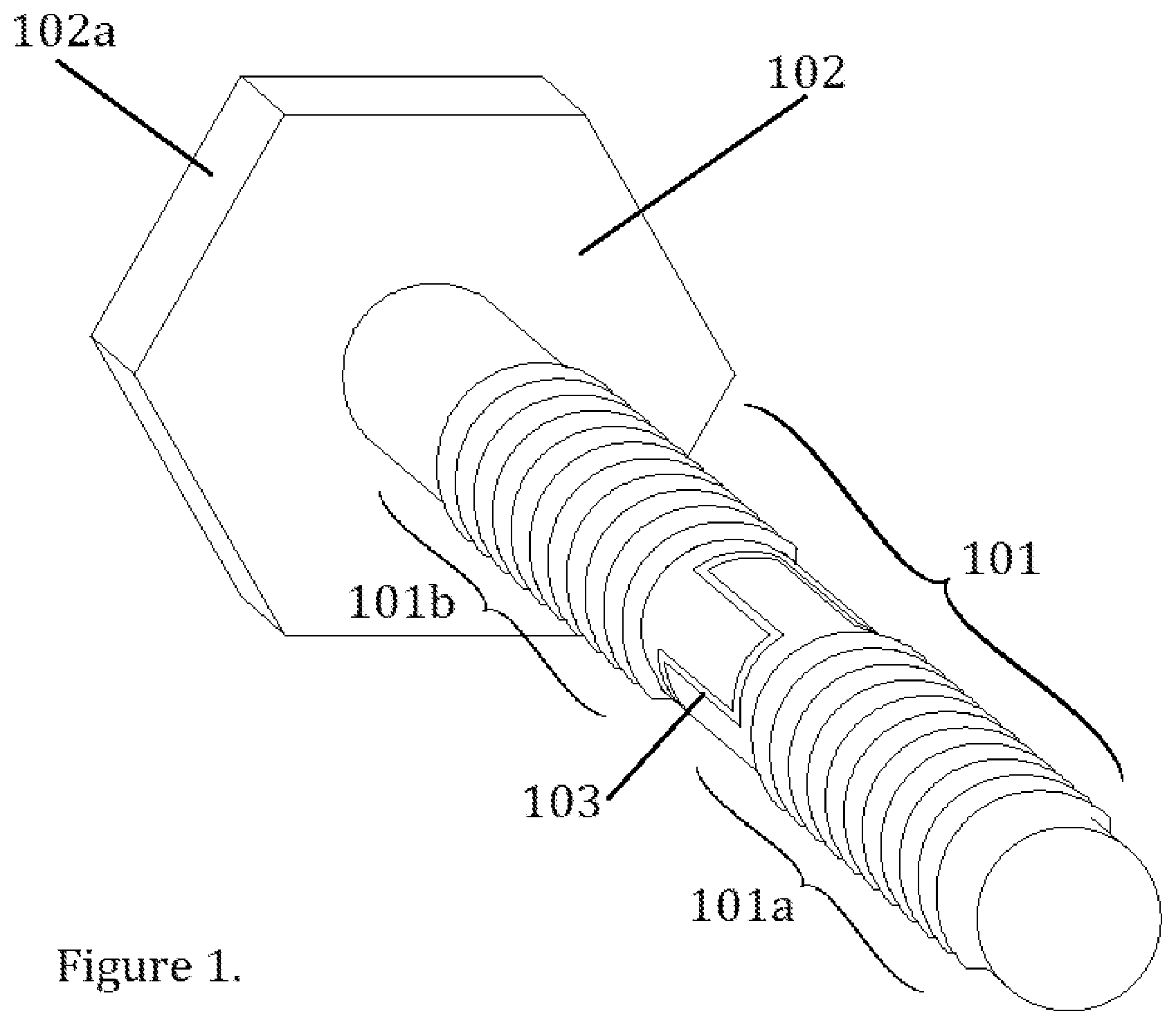 Patent US11773892 — Threaded fastener with improved resistance to backing out of a blind hole — Figure 1