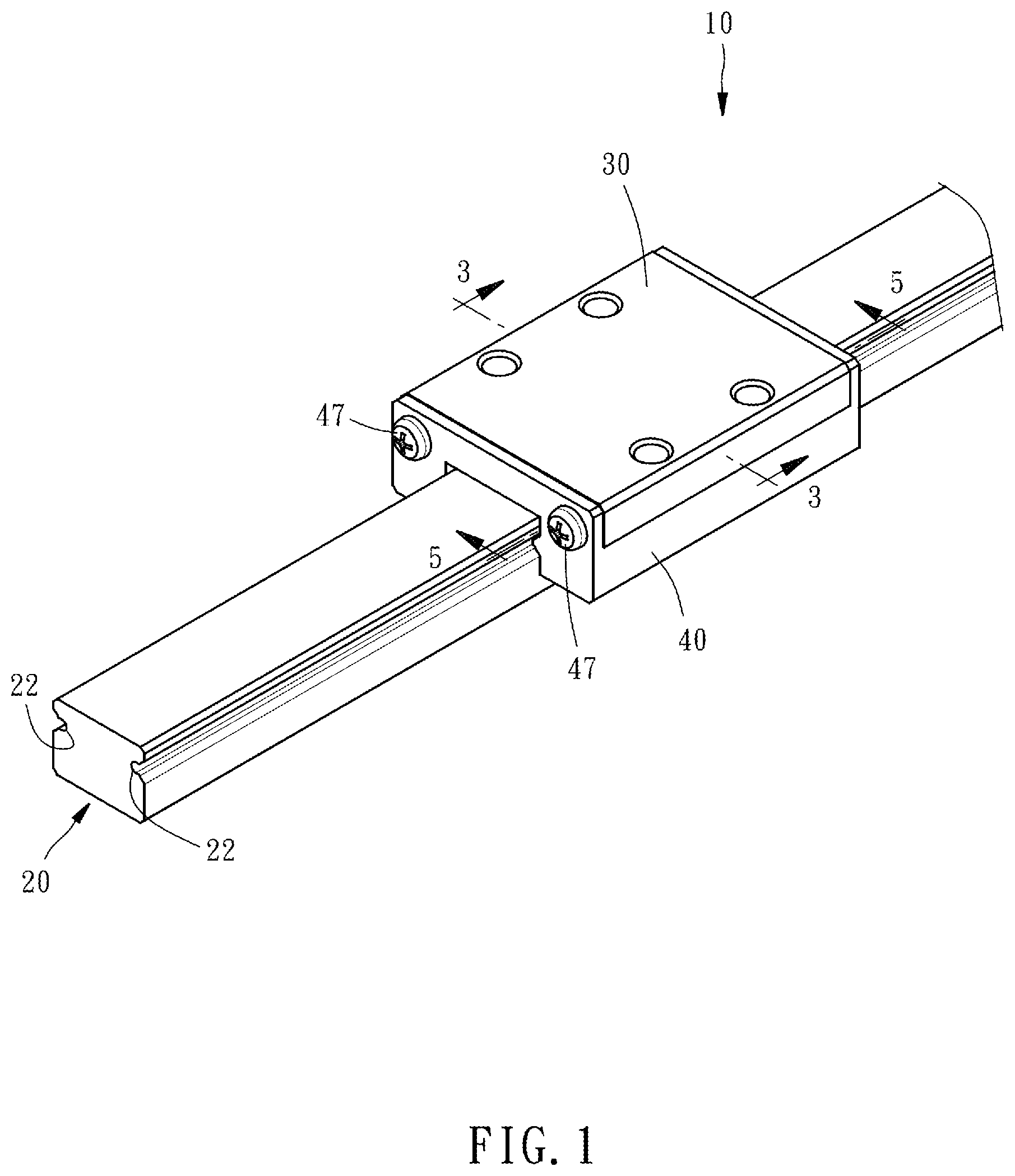 Patent US11773903 — Linear guideway with lubricating structure — Figure 1