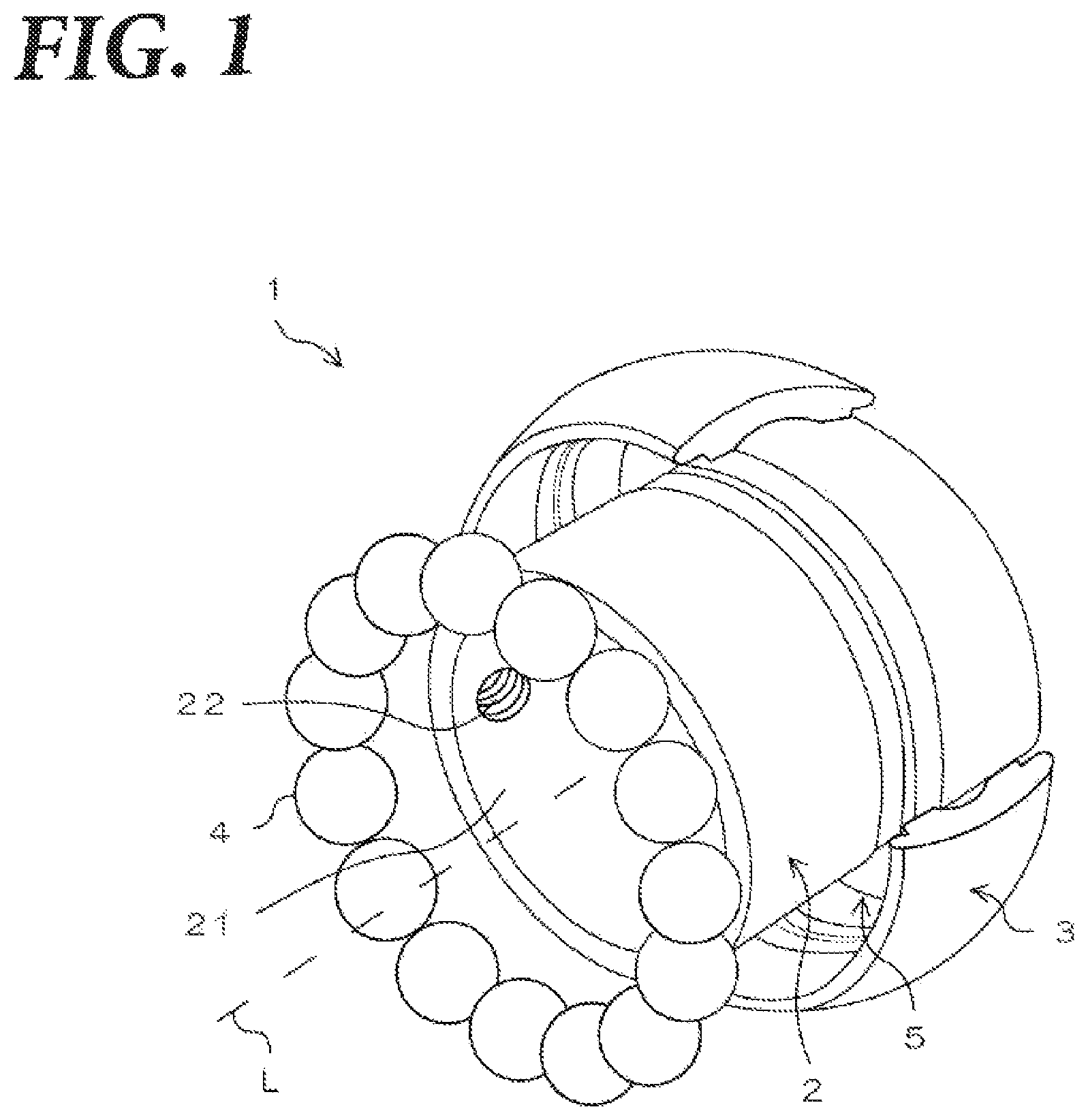Patent US11773904 — Ball bearing and method for manufacturing same — Figure 1