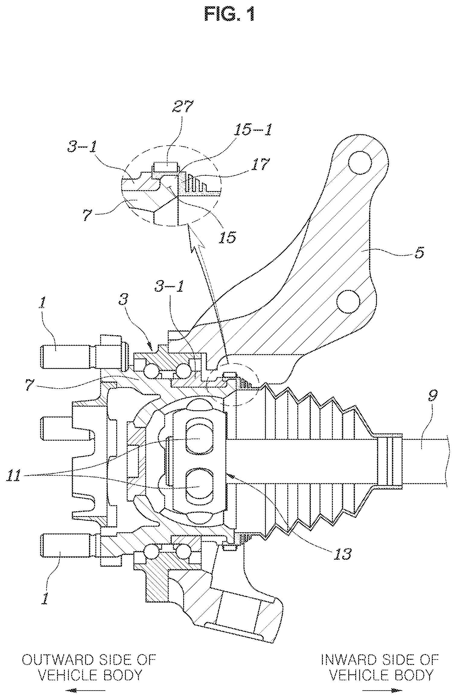 Patent US11773912 — Constant velocity joint for vehicle — Figure 1