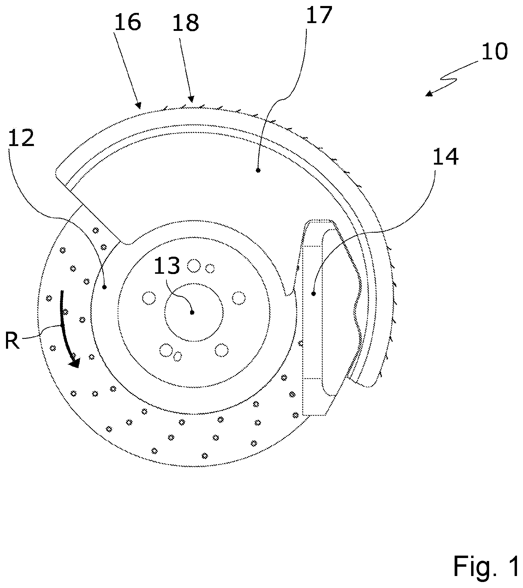 Patent US11773929 — Brake dust particle filter and disc brake assembly having a brake dust particle filter — Figure 1