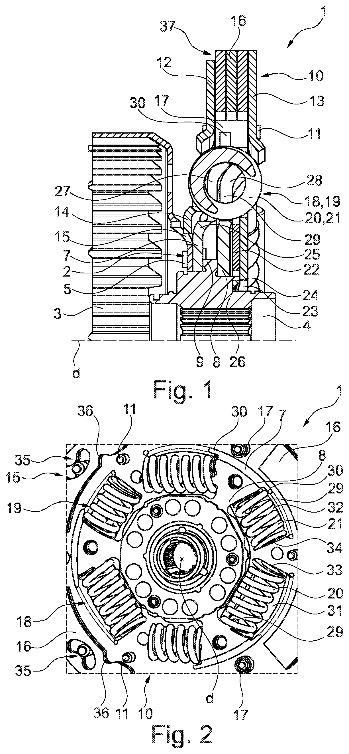 Patent US11773952 — Hydrodynamic torque converter and torsional vibration damper for same — Figure 1
