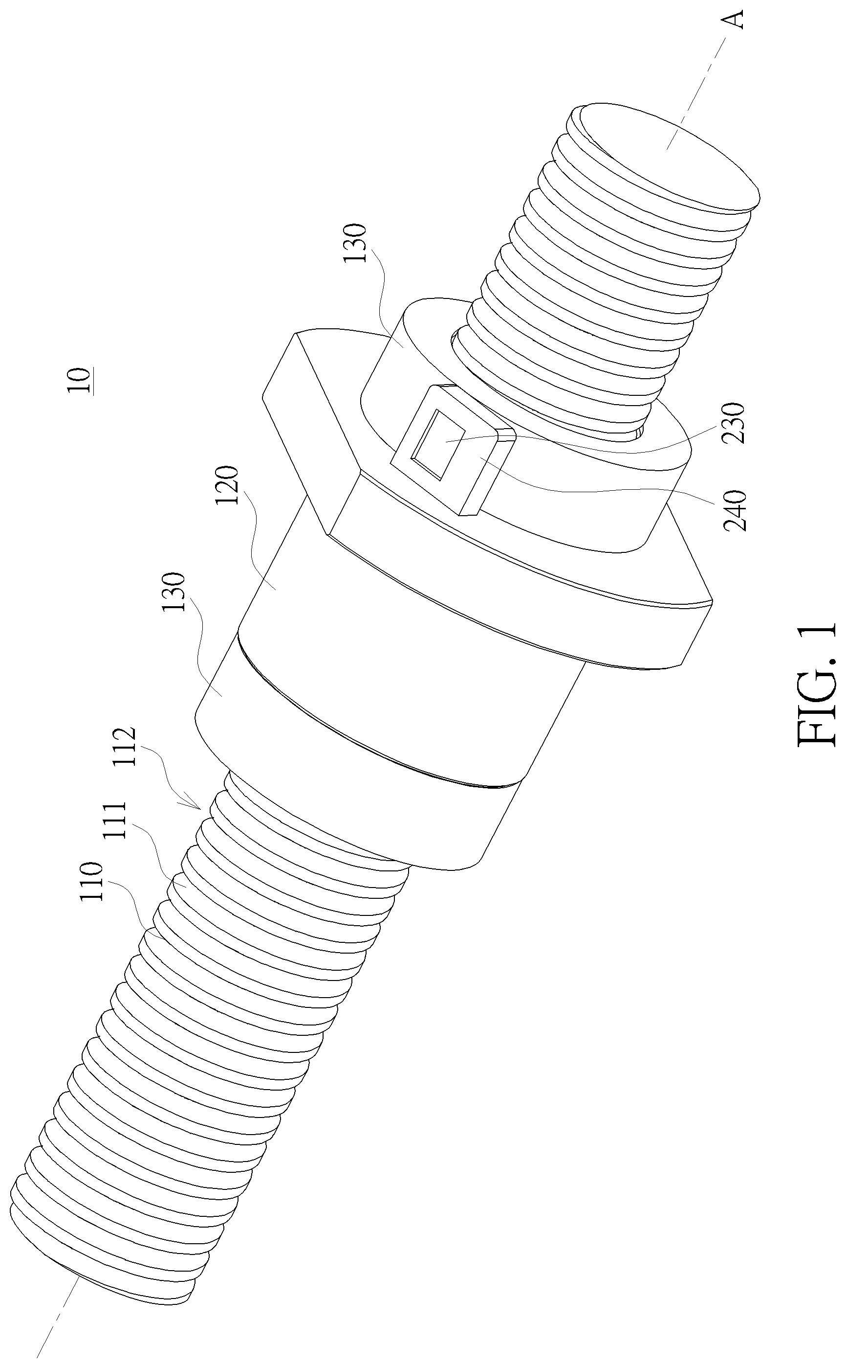 Patent US11773960 — Linear transmission device with capability of real-time monitoring of amount of lubricant — Figure 1