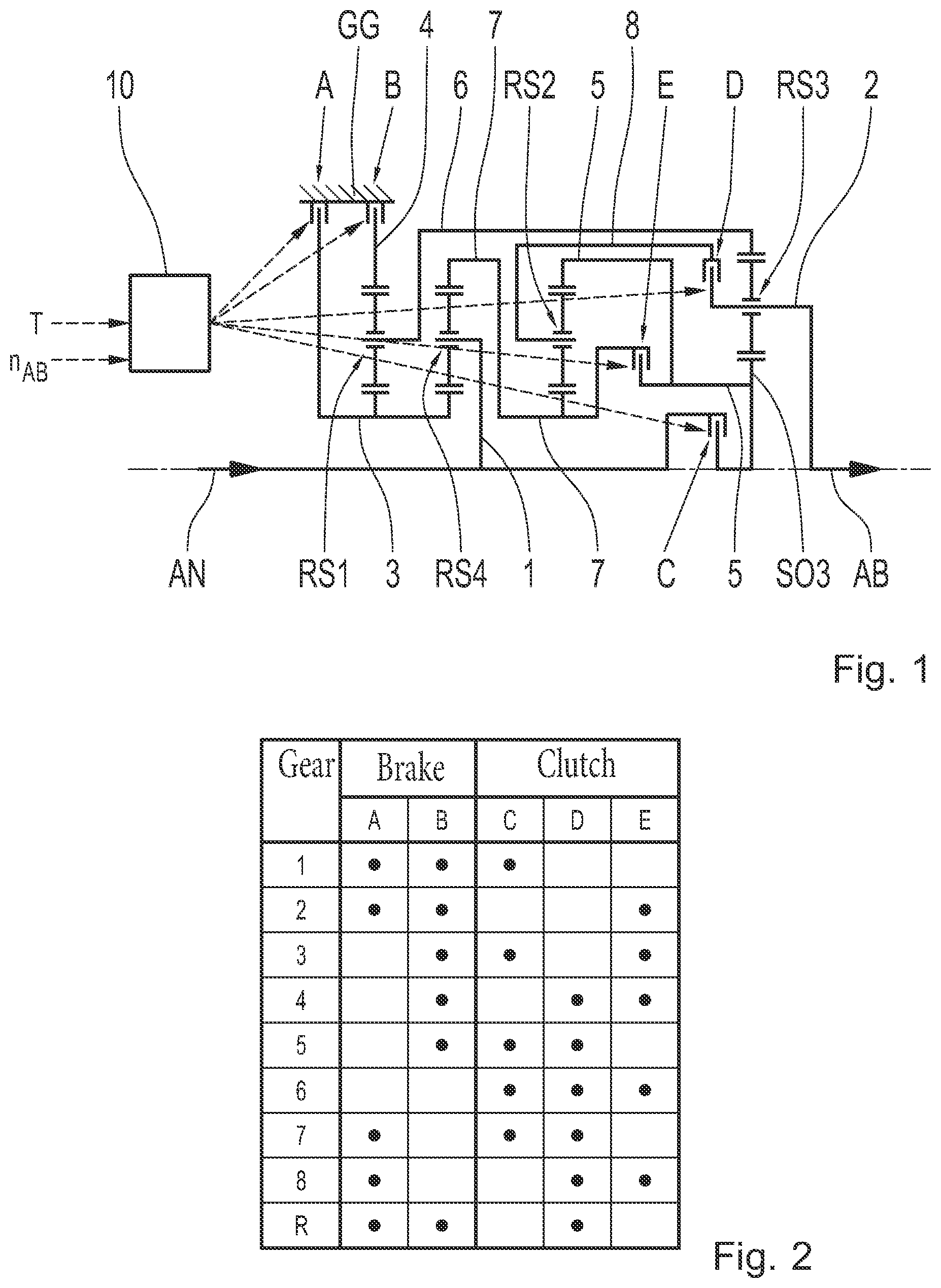 Patent US11773966 — Method and transmission control apparatus for operating a multiple-speed vehicle transmission — Figure 1