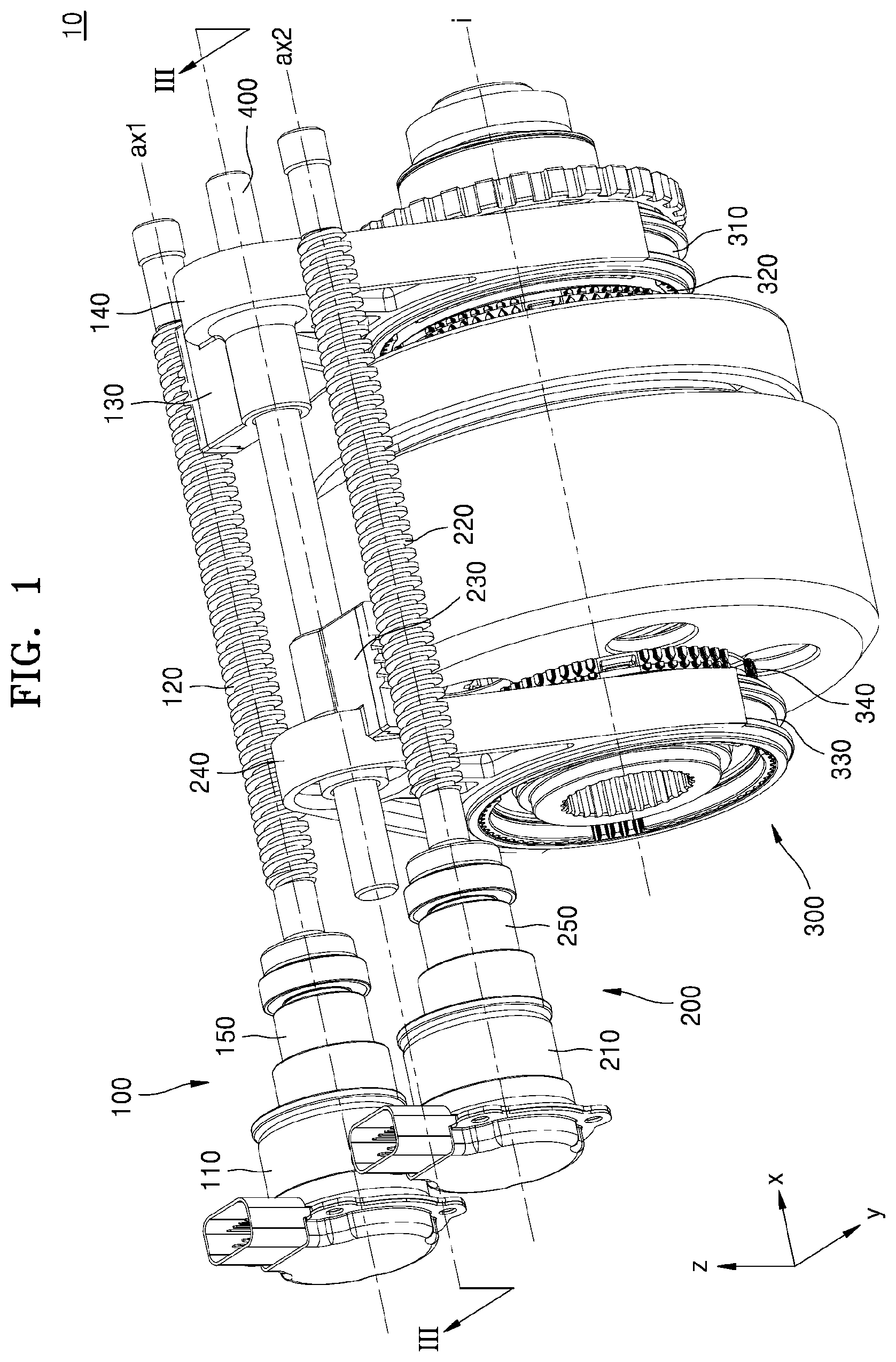 Patent US11773972 — Transmission apparatus for electric vehicle — Figure 1