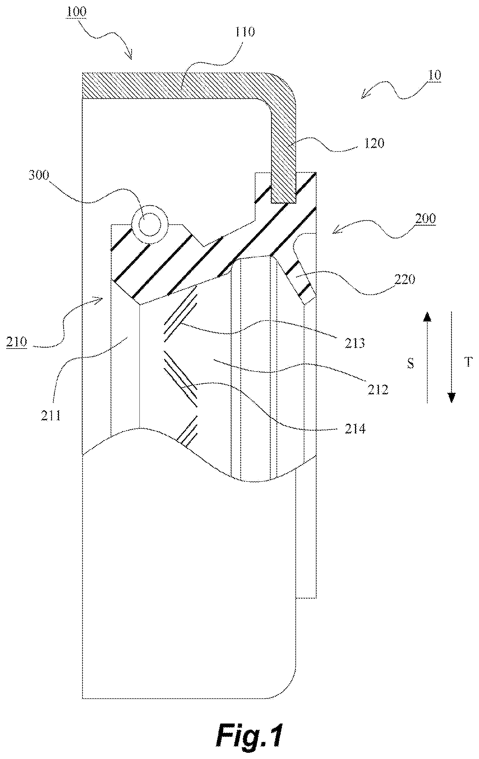 Patent US11773980 — Sealing device — Figure 1