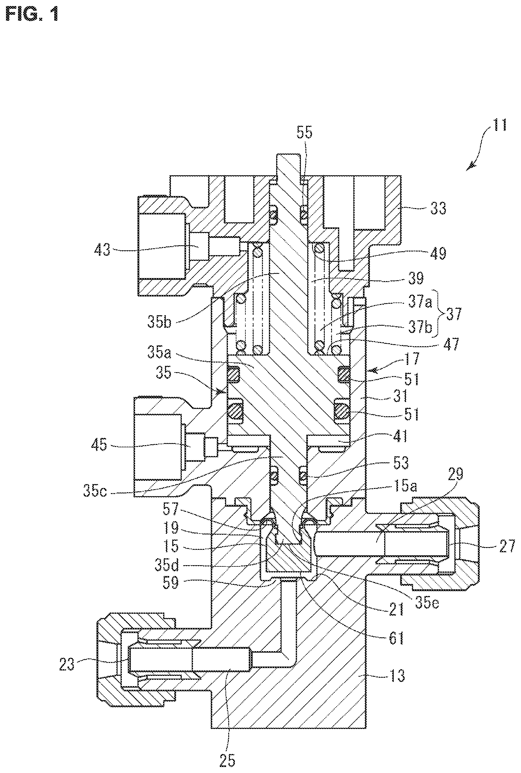 Patent US11773985 — Valve device — Figure 1