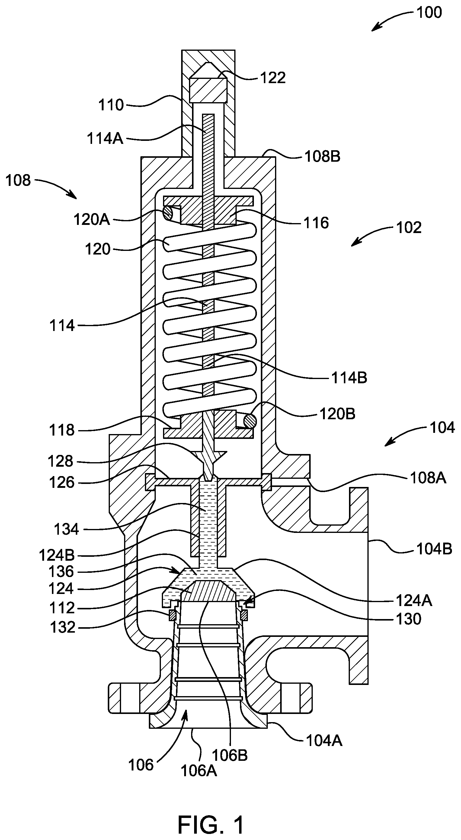 Patent US11773995 — Relief valve device — Figure 1