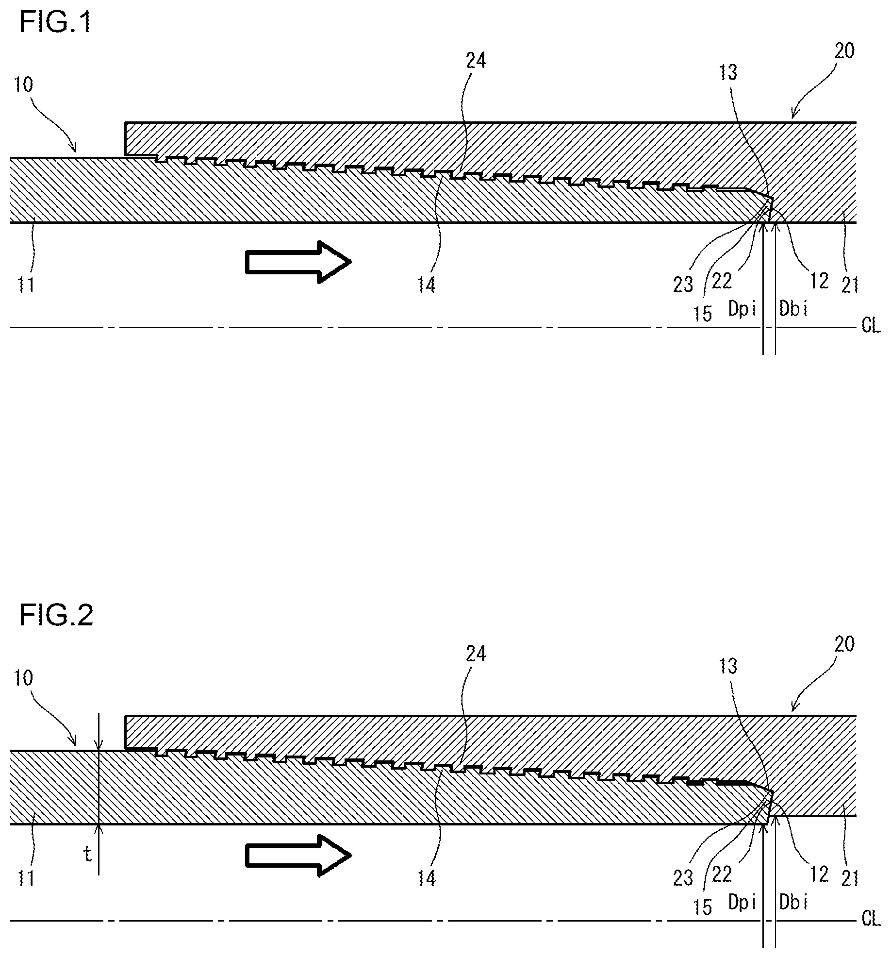 Patent US11774014 Figure 1 – Threaded connection for steel pipes