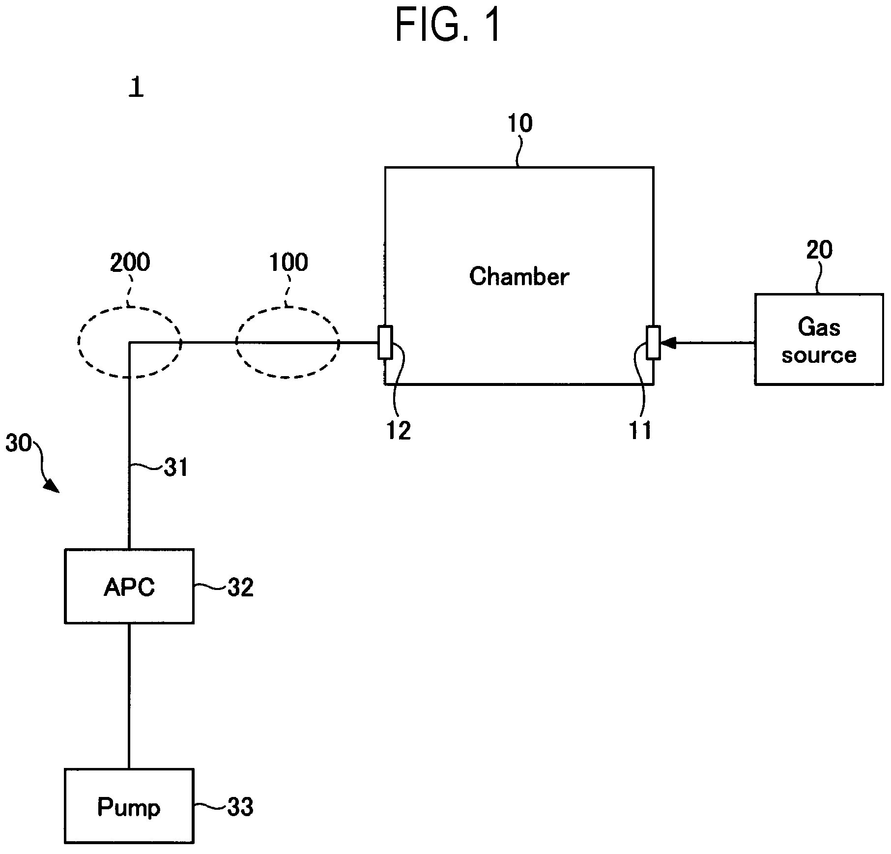 Patent US11774017 — Pipe connection structure and processing apparatus — Figure 1