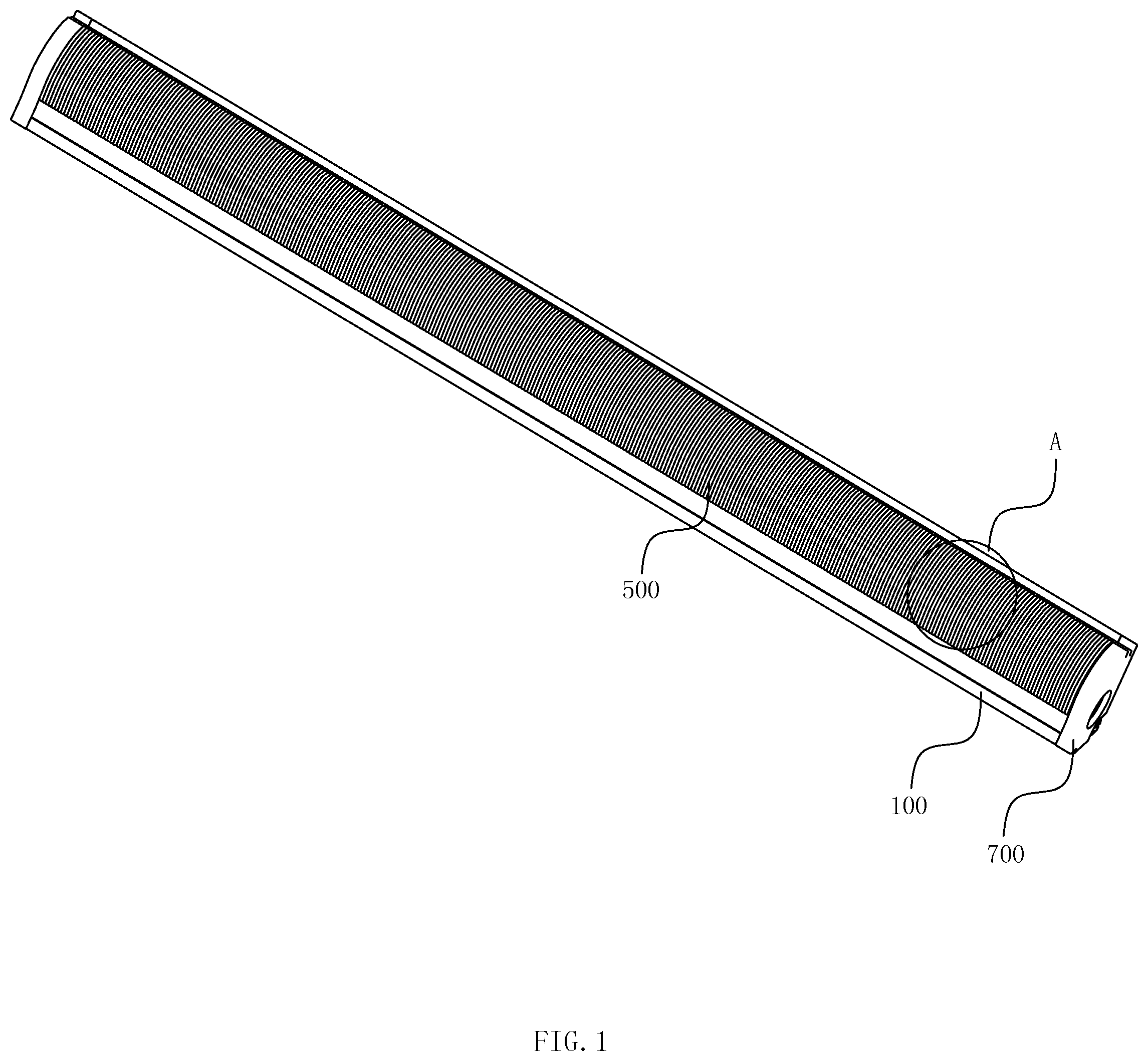 Patent US11774052 — High-efficiency linear light source focused strip lamp — Figure 1