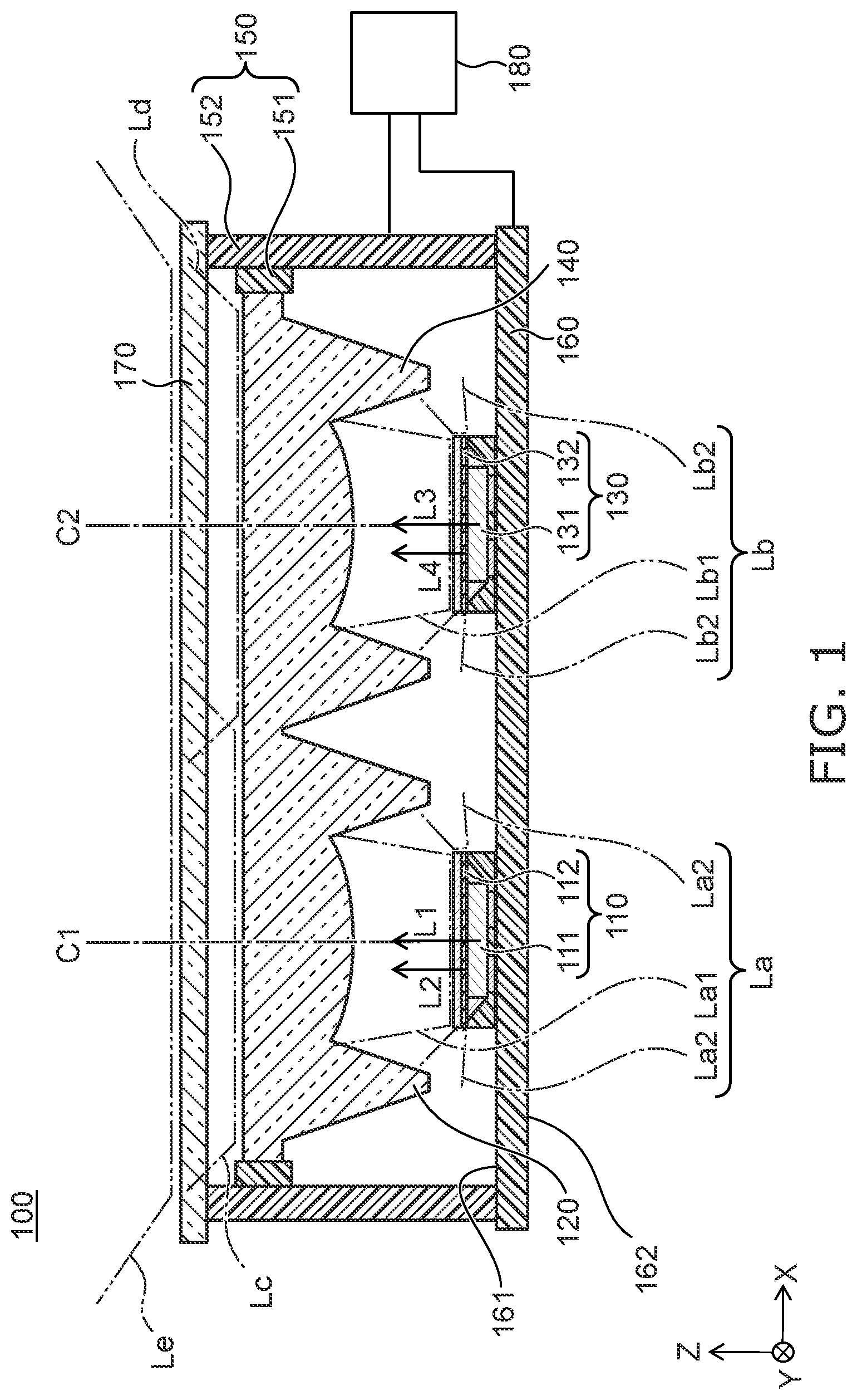 Patent US11774057 Figure 1 – Light emitting module